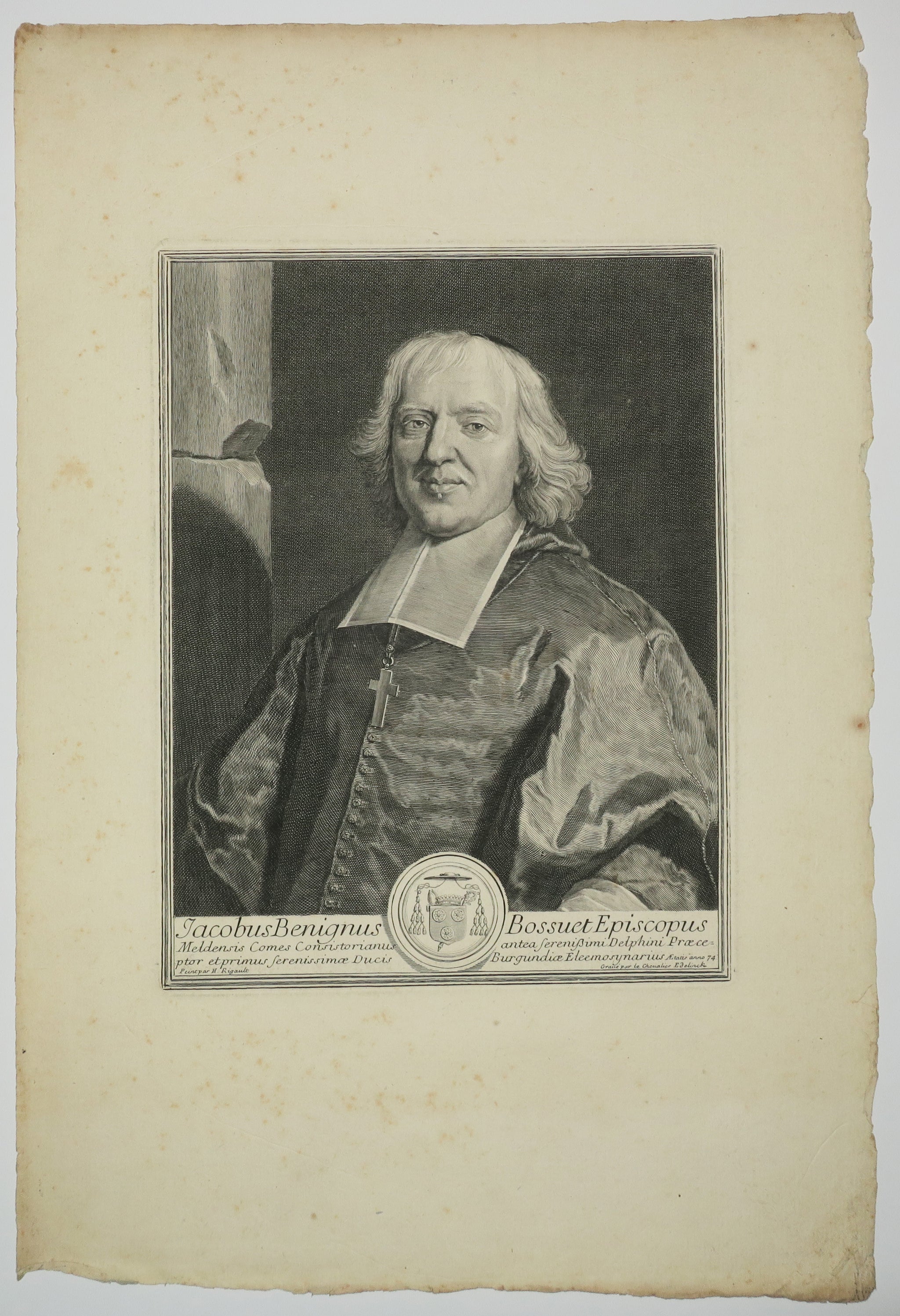 Portrait du théologien Jacques-Bénigne Bossuet (Dijon 1627 † 1704 Paris), Evêque de Meaux. 1701.