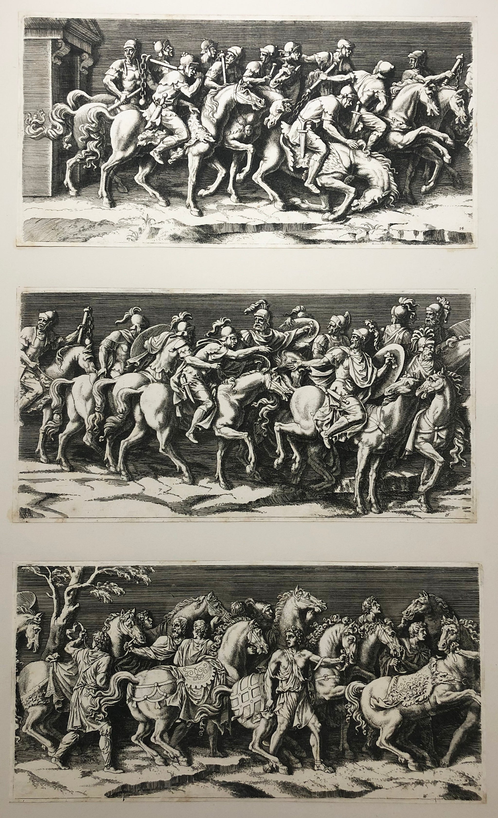L’Entrée de l'Empereur Sigismond à Mantouë. Gravé en vingt-cinq feuilles, d'après une longue frise exécutée en stuc dans le Palais du Té de la même ville, sur un dessin de Jules Romain (c.1499-1546). 1675.