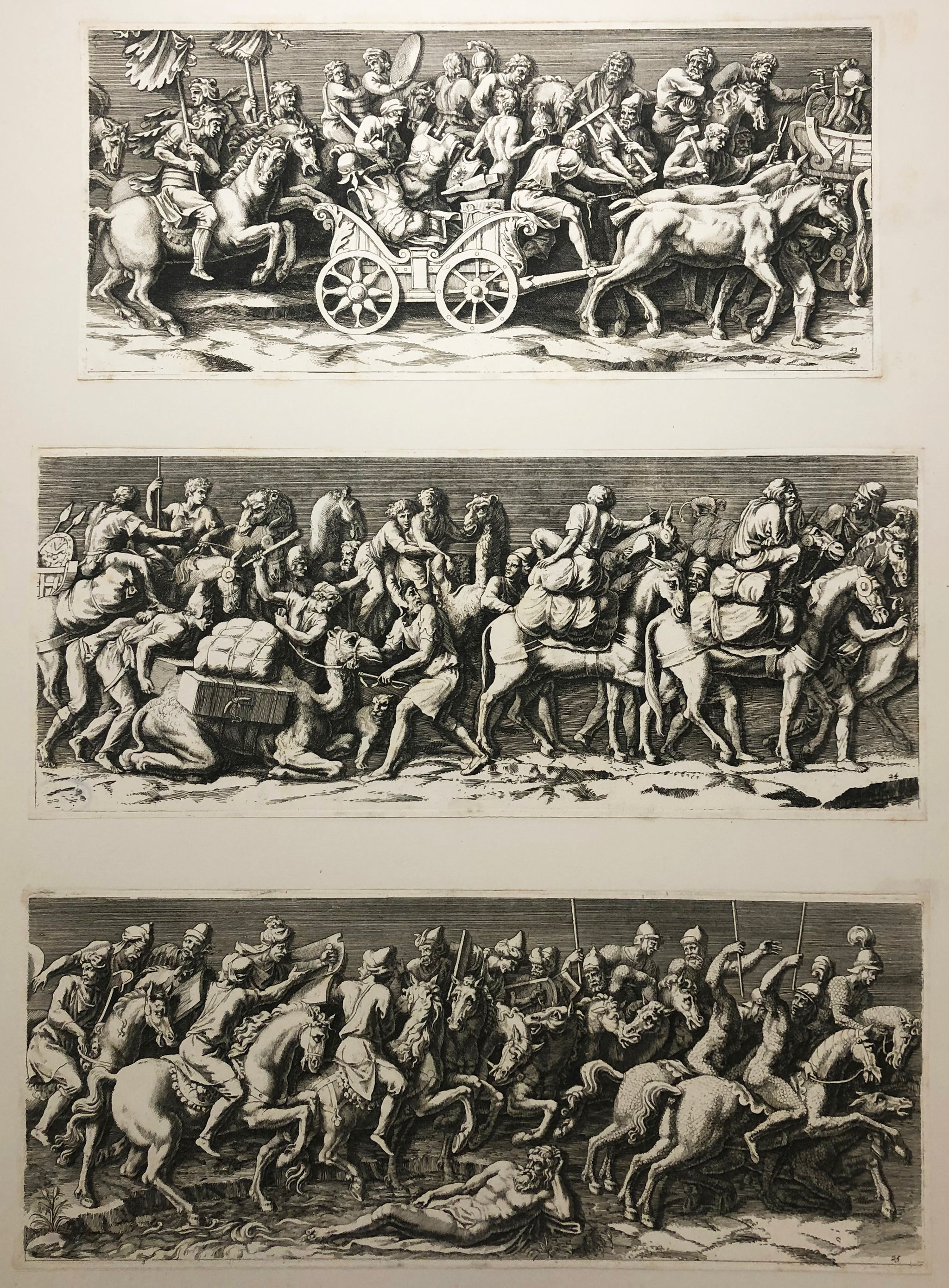 L’Entrée de l'Empereur Sigismond à Mantouë. Gravé en vingt-cinq feuilles, d'après une longue frise exécutée en stuc dans le Palais du Té de la même ville, sur un dessin de Jules Romain (c.1499-1546). 1675.