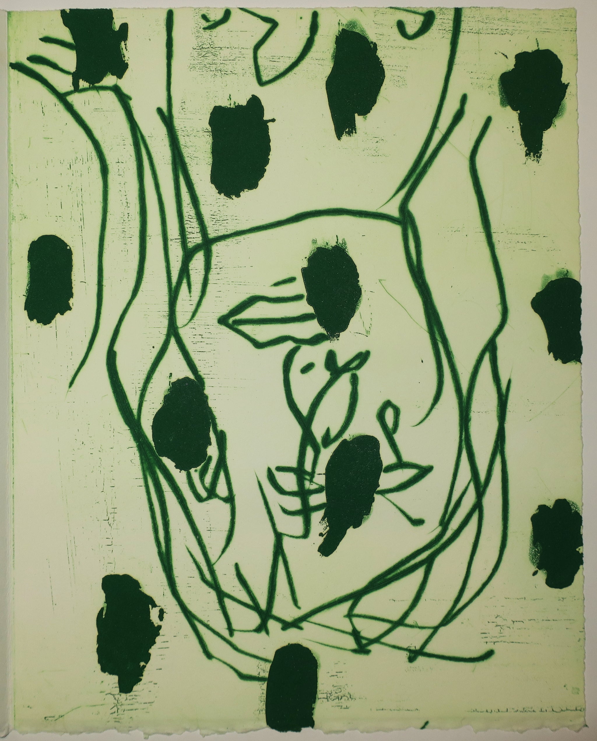 Grüne Punkte, Carte de vœux de Hubert et Michèle Prouté, 74 rue de Seine, Paris 6è. 1992.