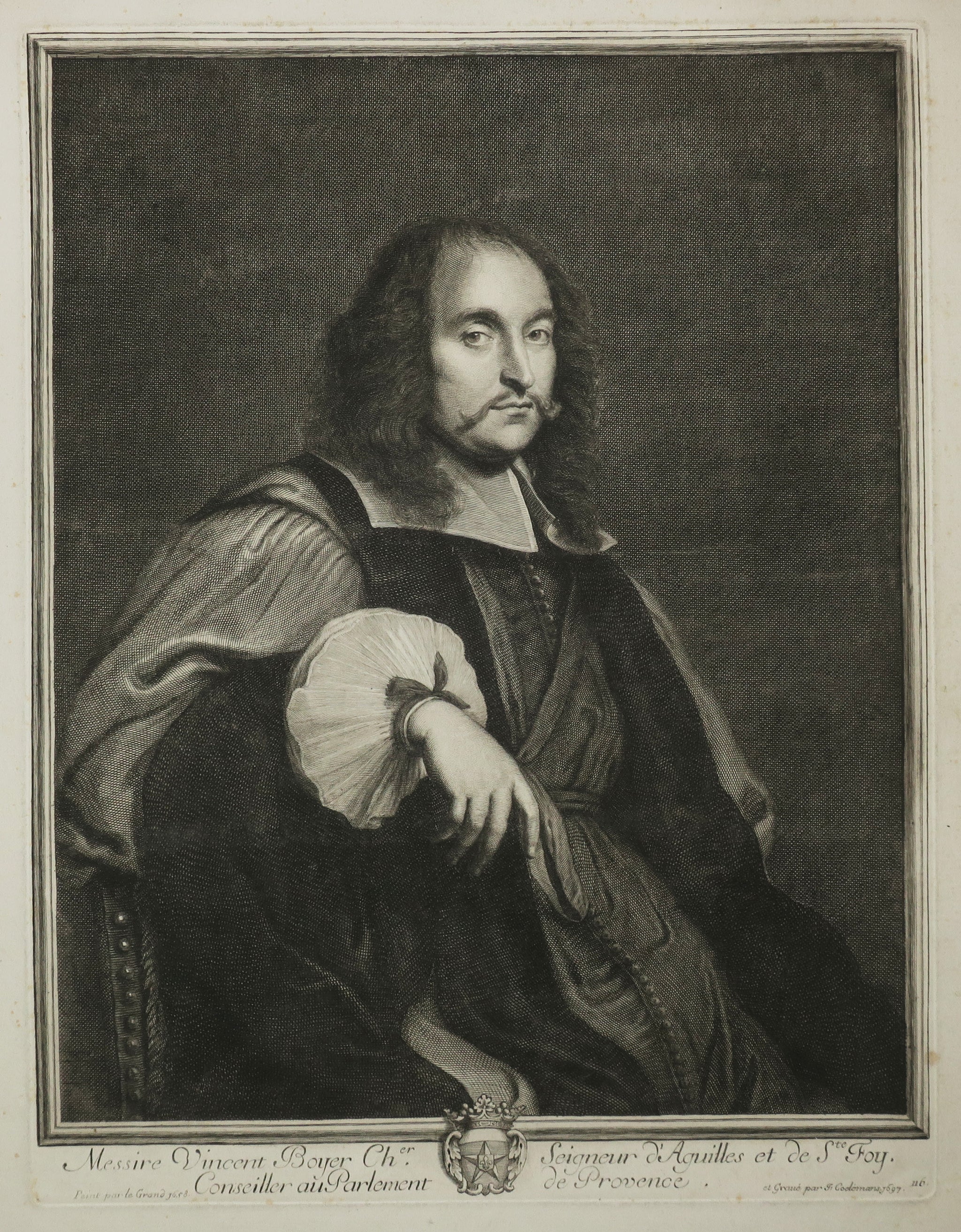 Portrait de Messire Vincent Boyer, Ch.er Seigneur d'Aguilles et de Ste Foy, Conseiller au Parlement de Provence. 1697.
