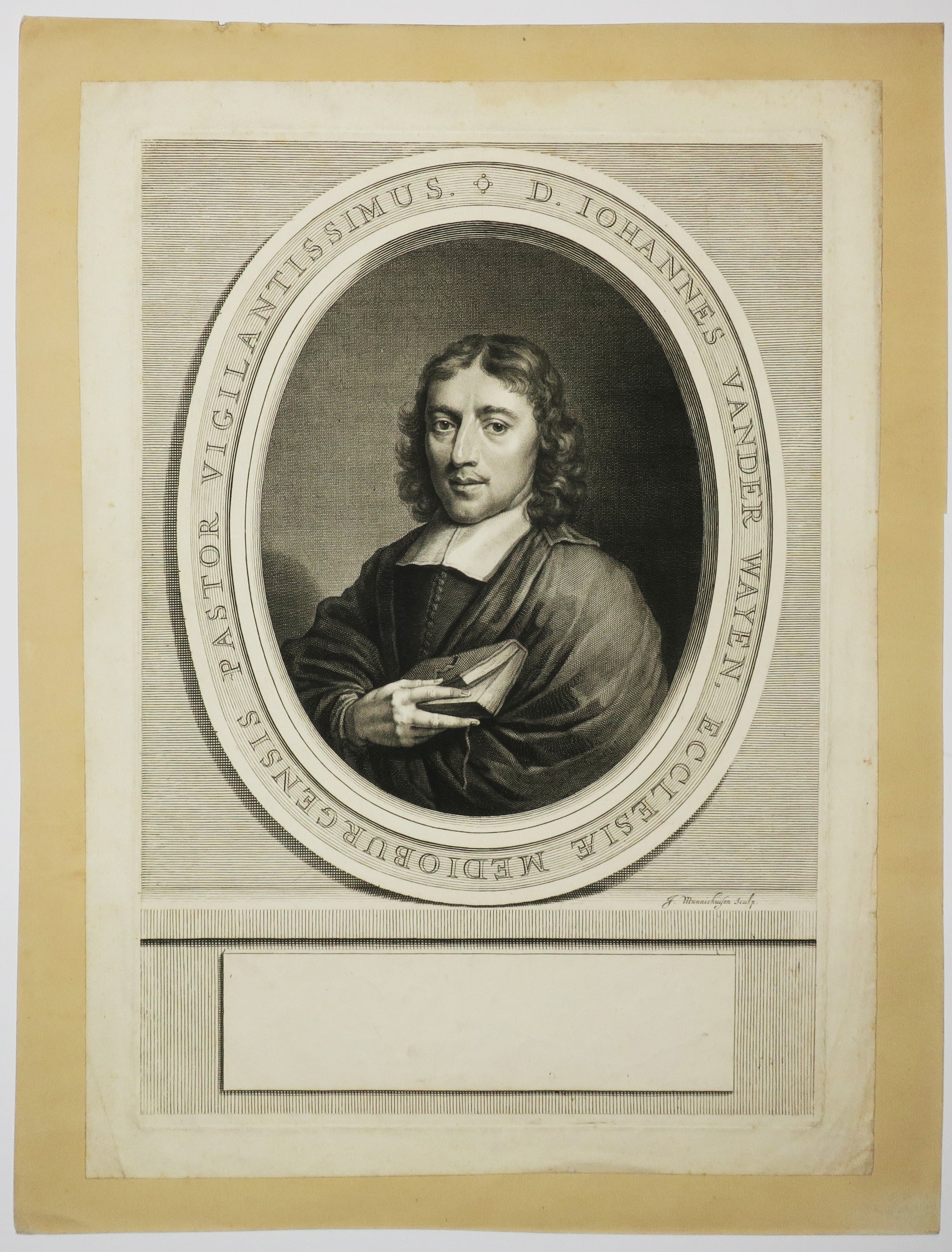 Portrait de Joannes van der Wayen (1676-1719), professeur à l'Université de Franeker et Pasteur de Middelbourg.