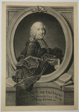 Charger l'image dans la galerie, Portrait de Pietro Metastasio (1698-1782), ou Pietro Trapassi, librettiste d’opéra et poète italien.
