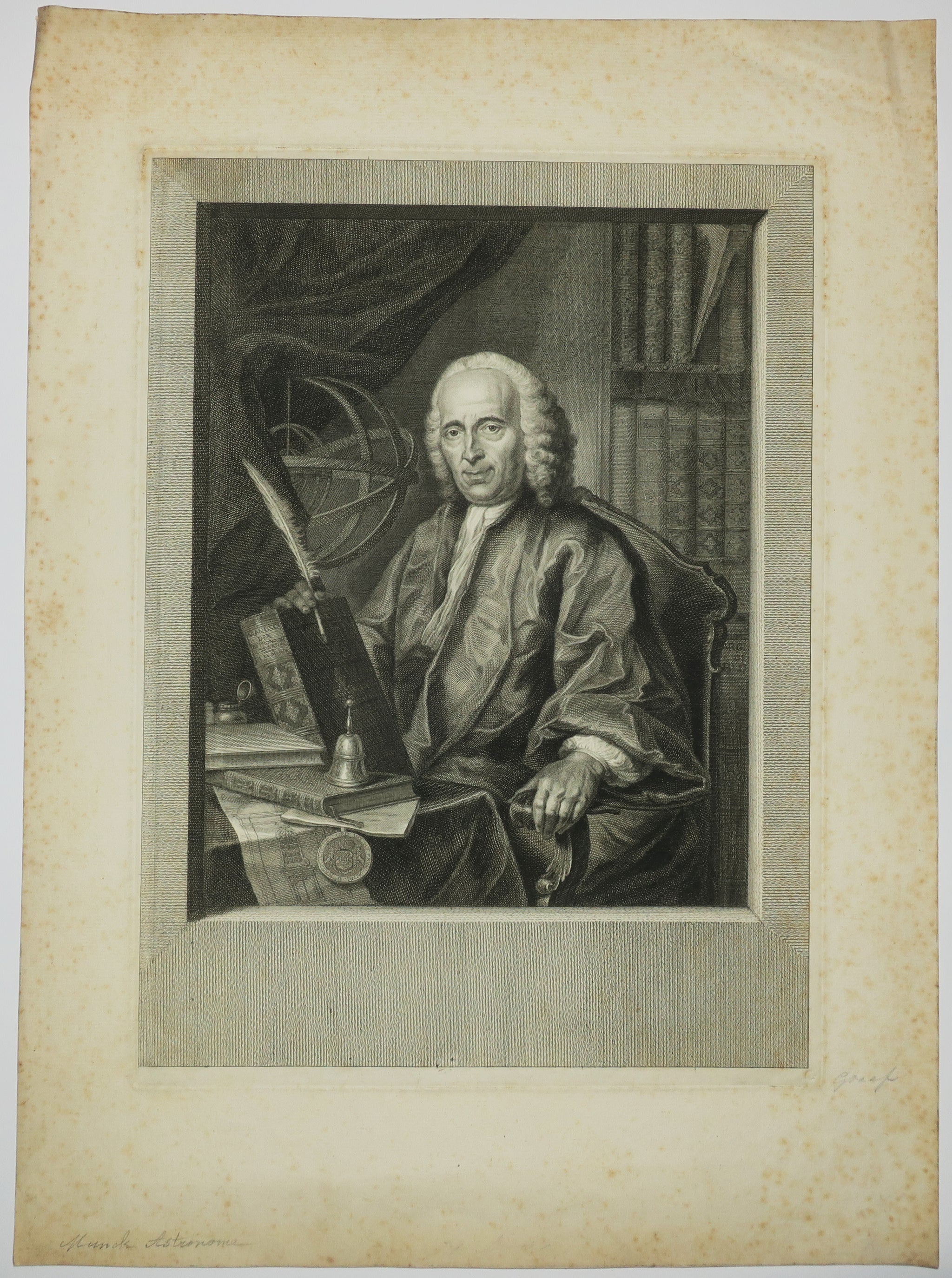Portrait de Jan de Munck (1687-1768), Astronome hollandais.  1762.