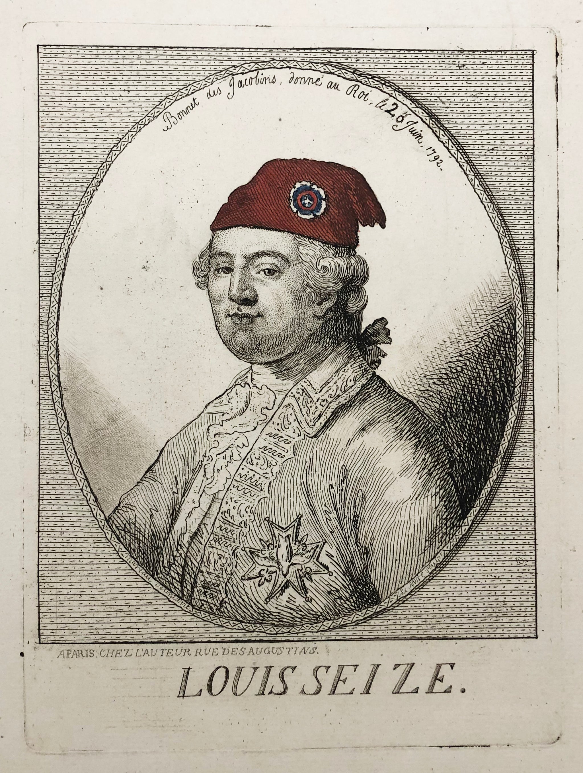 Louis Seize. Bonnet des Jacobins donné au Roi le 20 juin 1792.