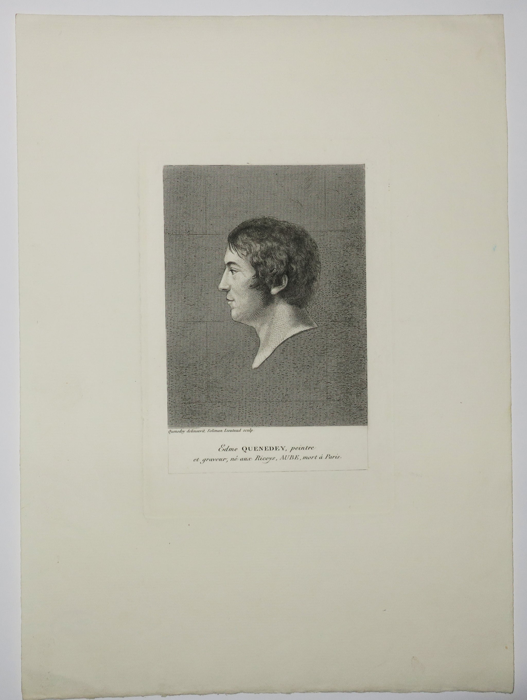 Portrait d'Edme Quenedey (1756-1830), peintre et graveur, né aux Riceys, Aube, mort à Paris.