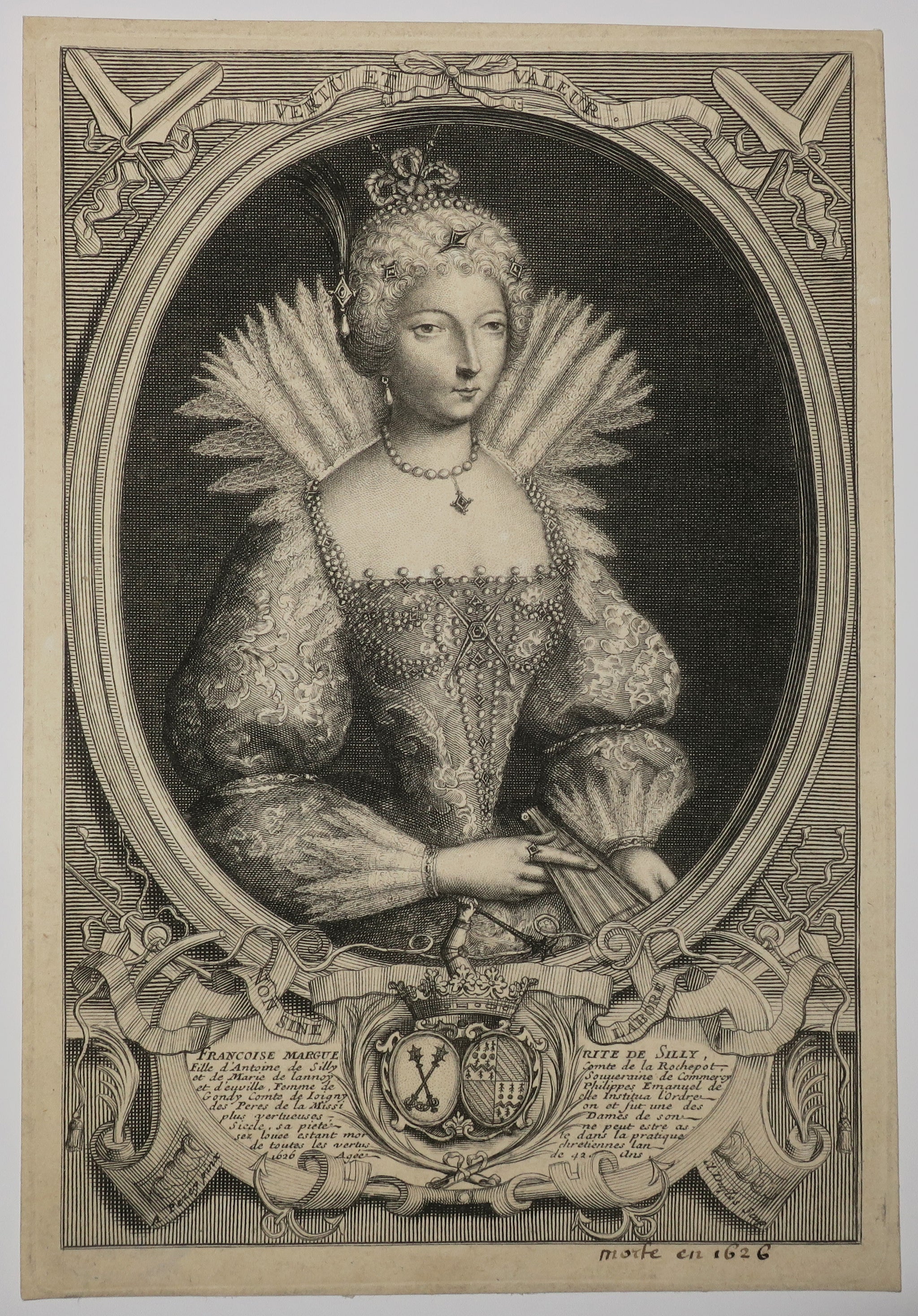 Portrait de Françoise Marguerite de Silly (1583-1625), épouse de Philippe-Emmanuel de Gondi. 1705.