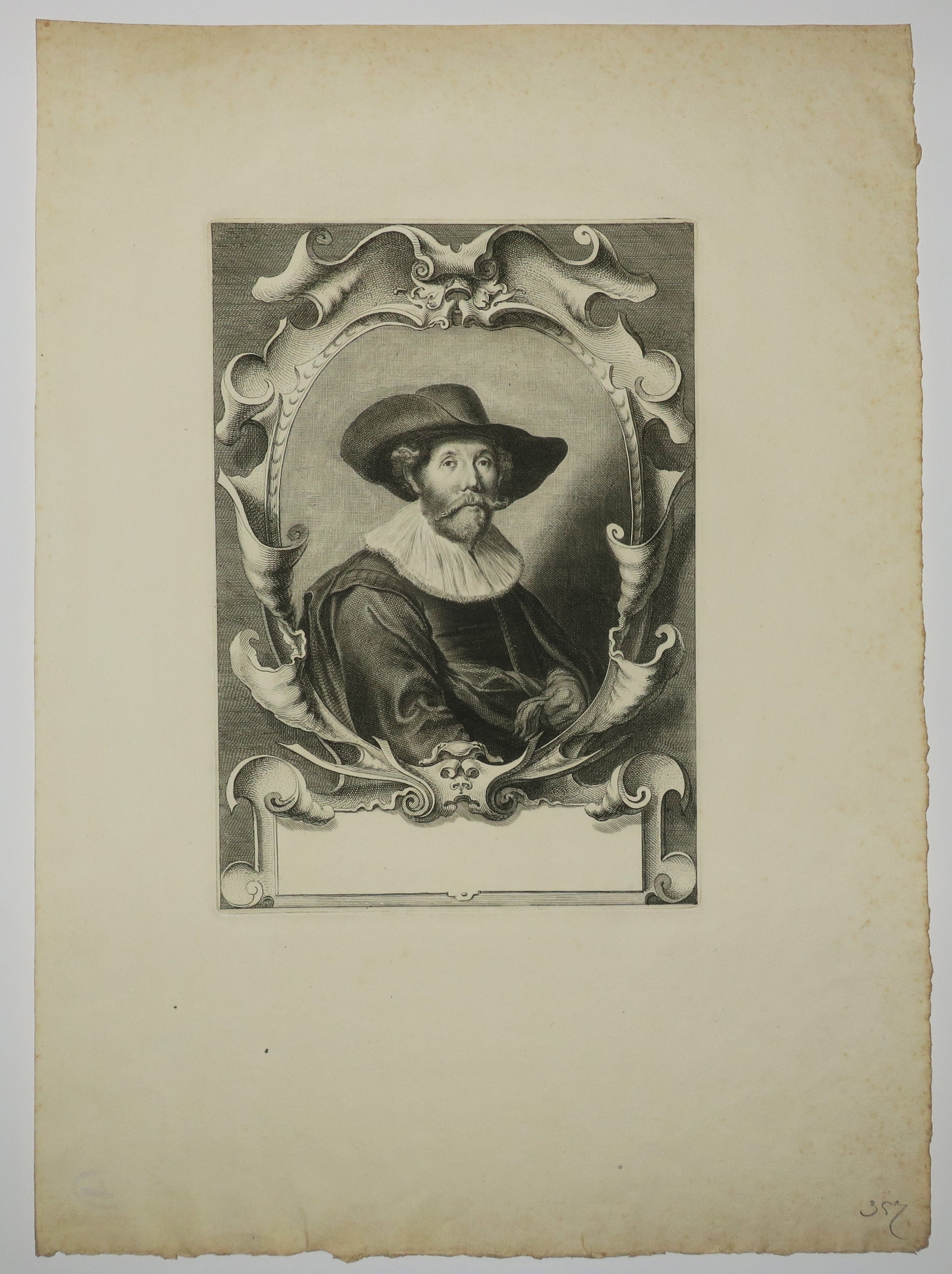 Portrait de Dirck Jansz van Oirschott (1612-1640), calligraphe à Amsterdam.  XVIIIème.