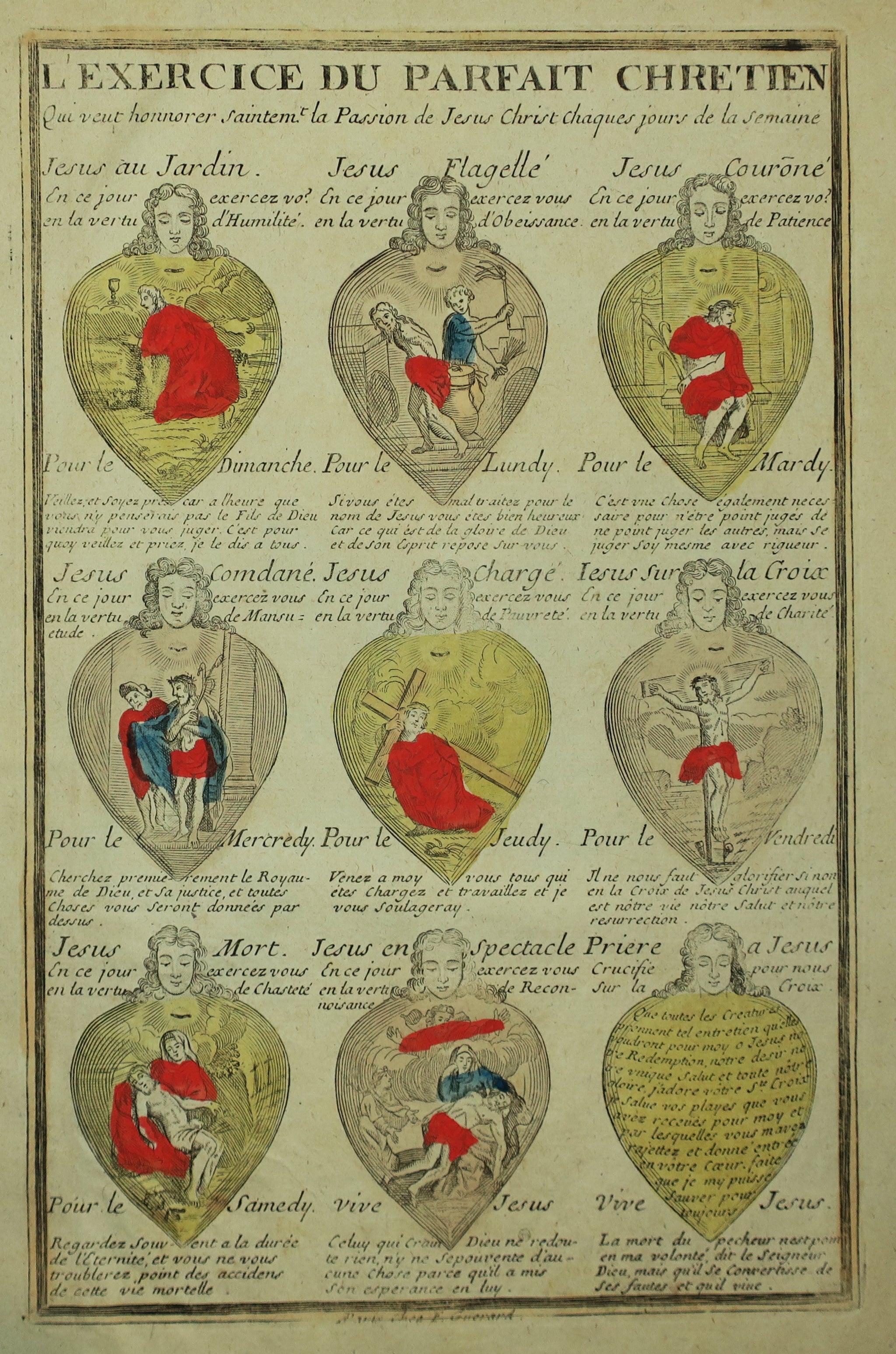 L'Exercice du parfait Chrétien, Qui veut honnorer Saintement la Passion de Jésus Christ chaque jour de la semaine.