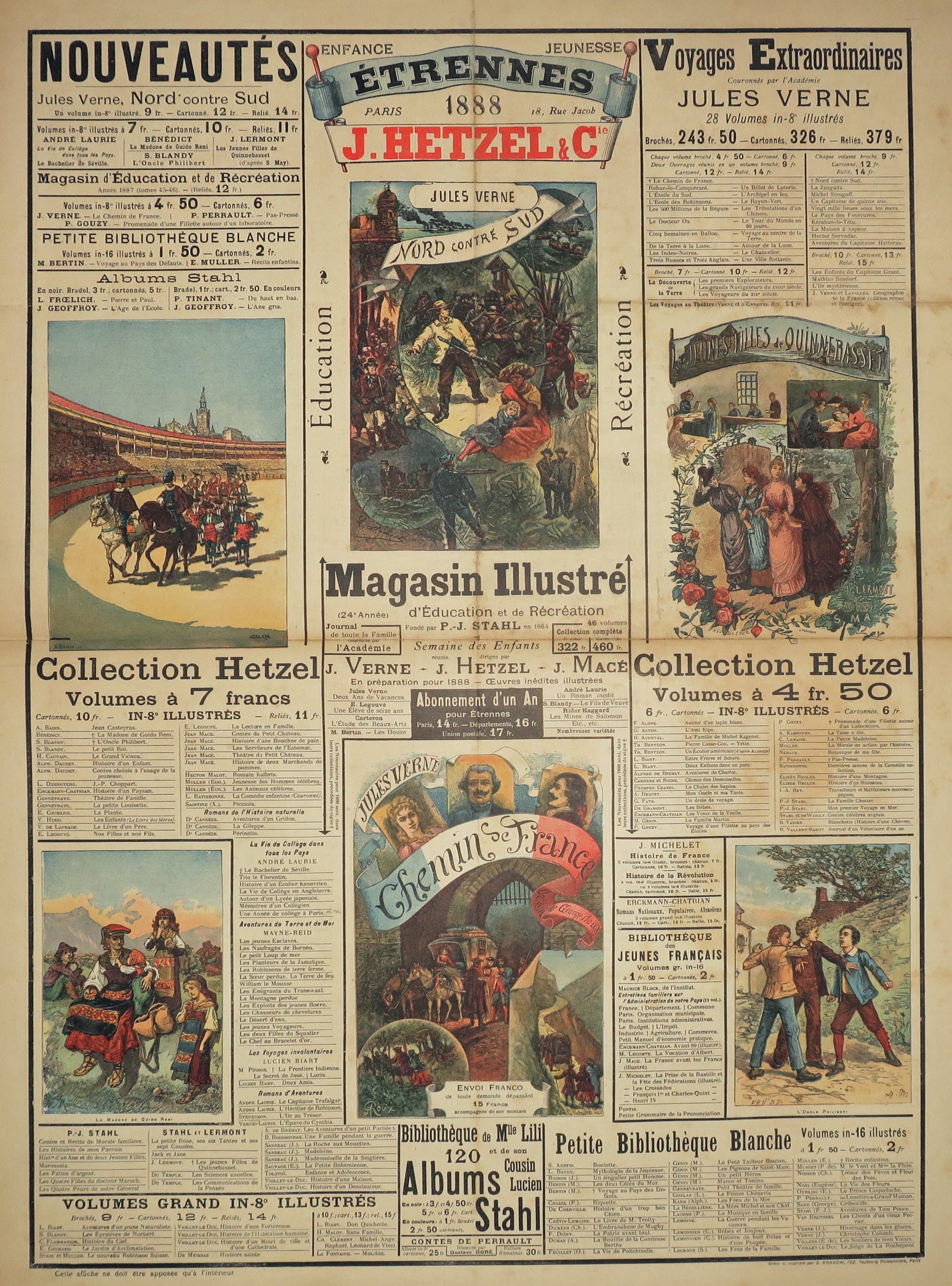 Affiche publicitaire J. Hetzel & Cie pour les Etrennes 1888, dite « aux six gravures ».