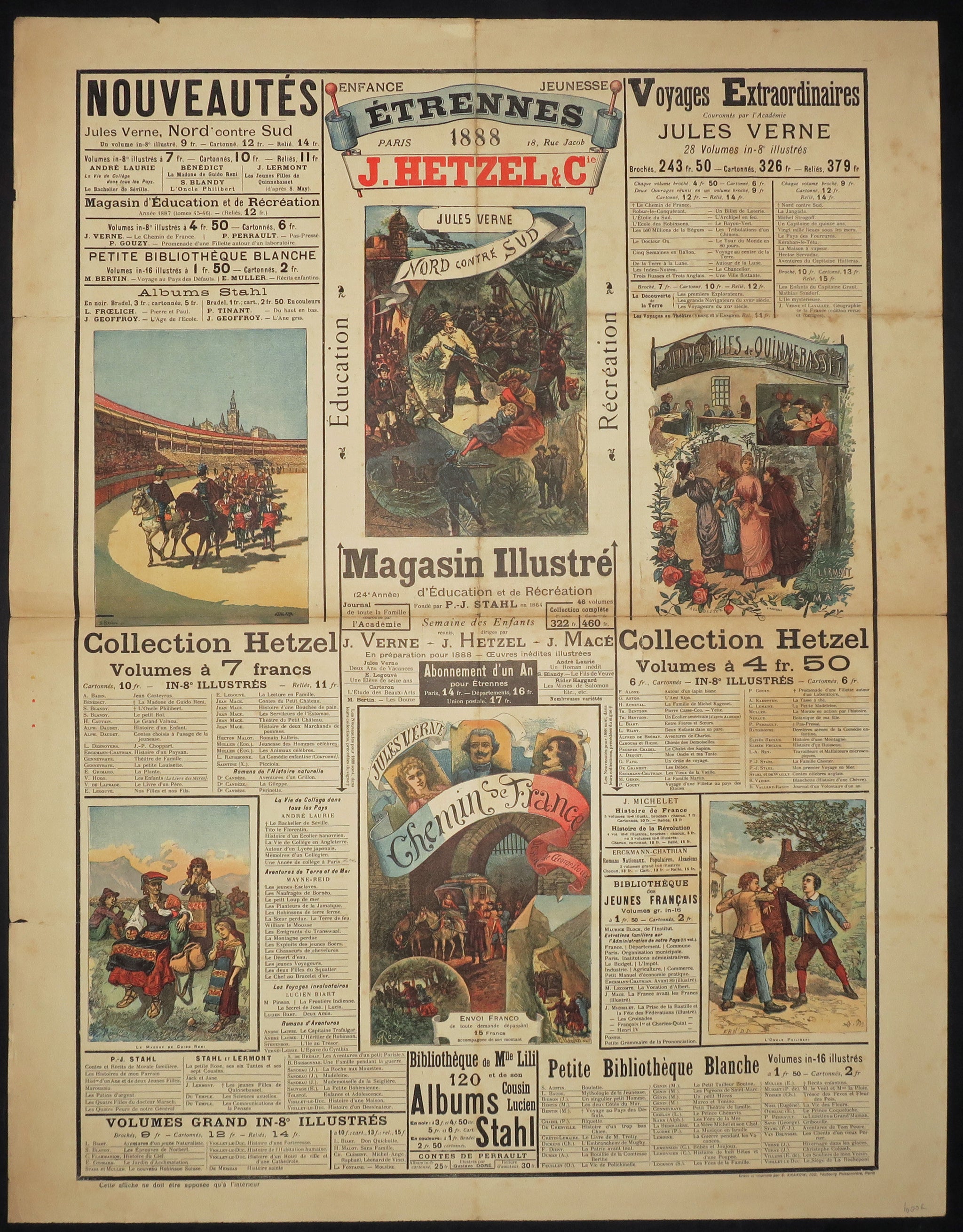 Affiche publicitaire J. Hetzel & Cie pour les Etrennes 1888, dite « aux six gravures ».