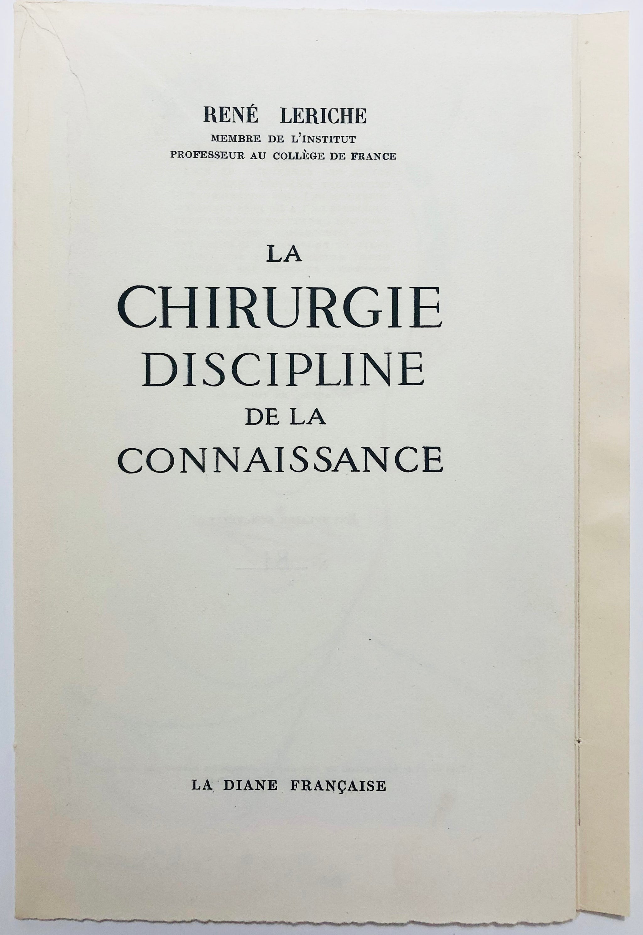 Portrait du Professeur Leriche. Frontispice pour
