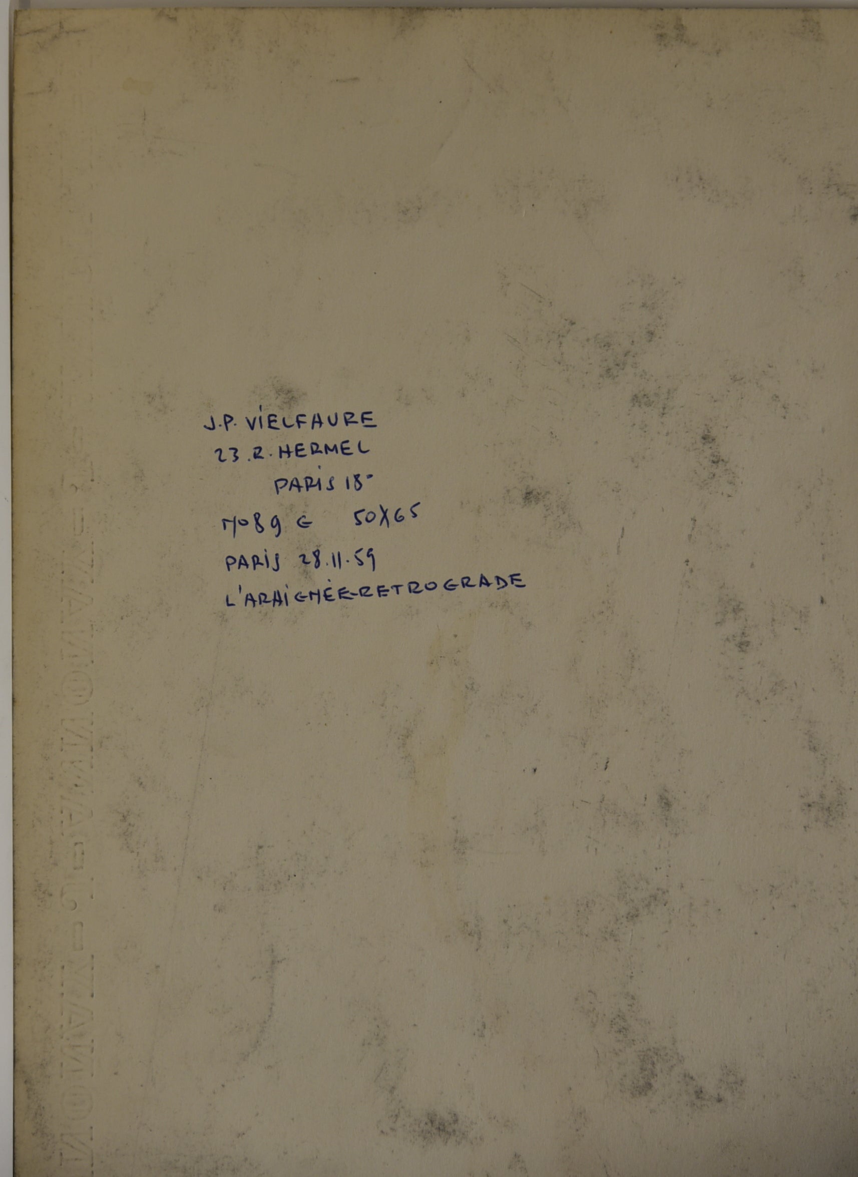L’Arhignée-retrograde. 1959.