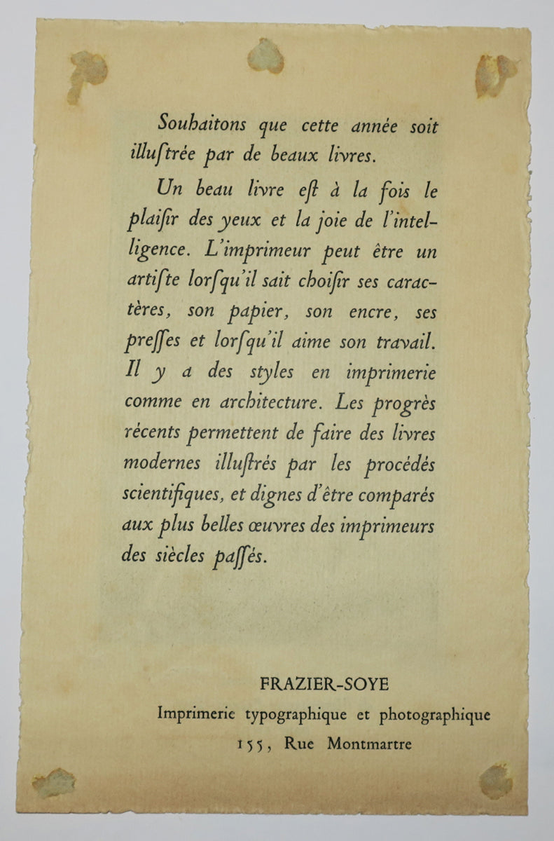 Avec les vœux de l'Imprimerie Frazier-Soye pour