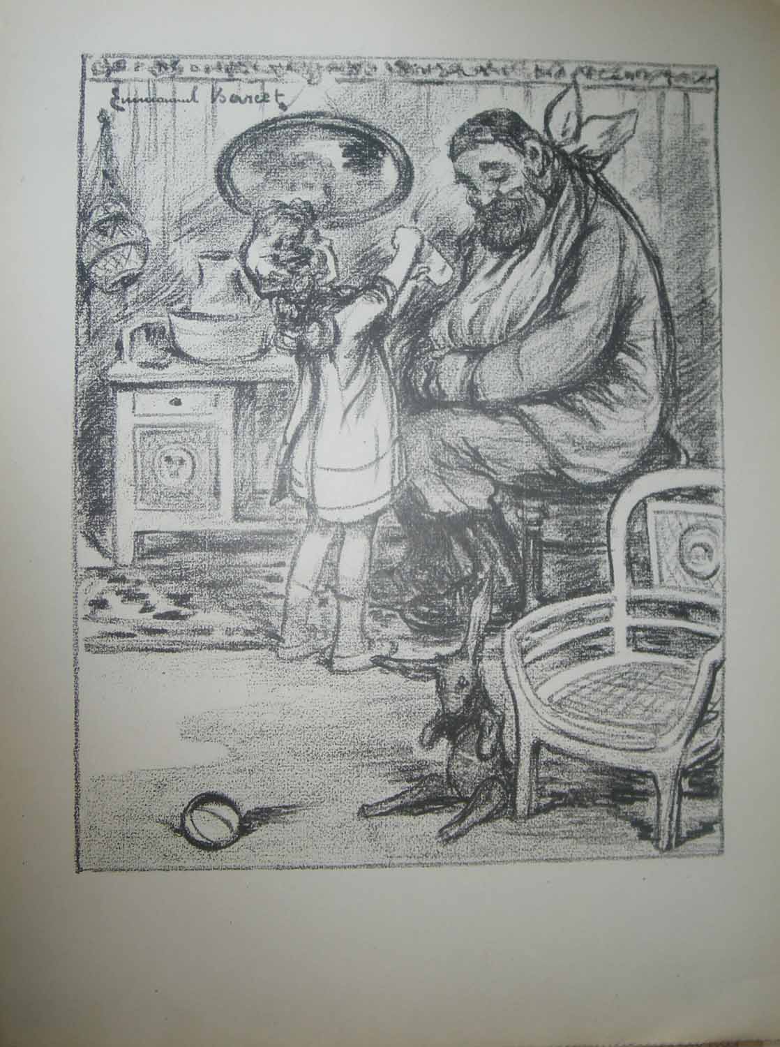 Fillette parfumant un poilu.