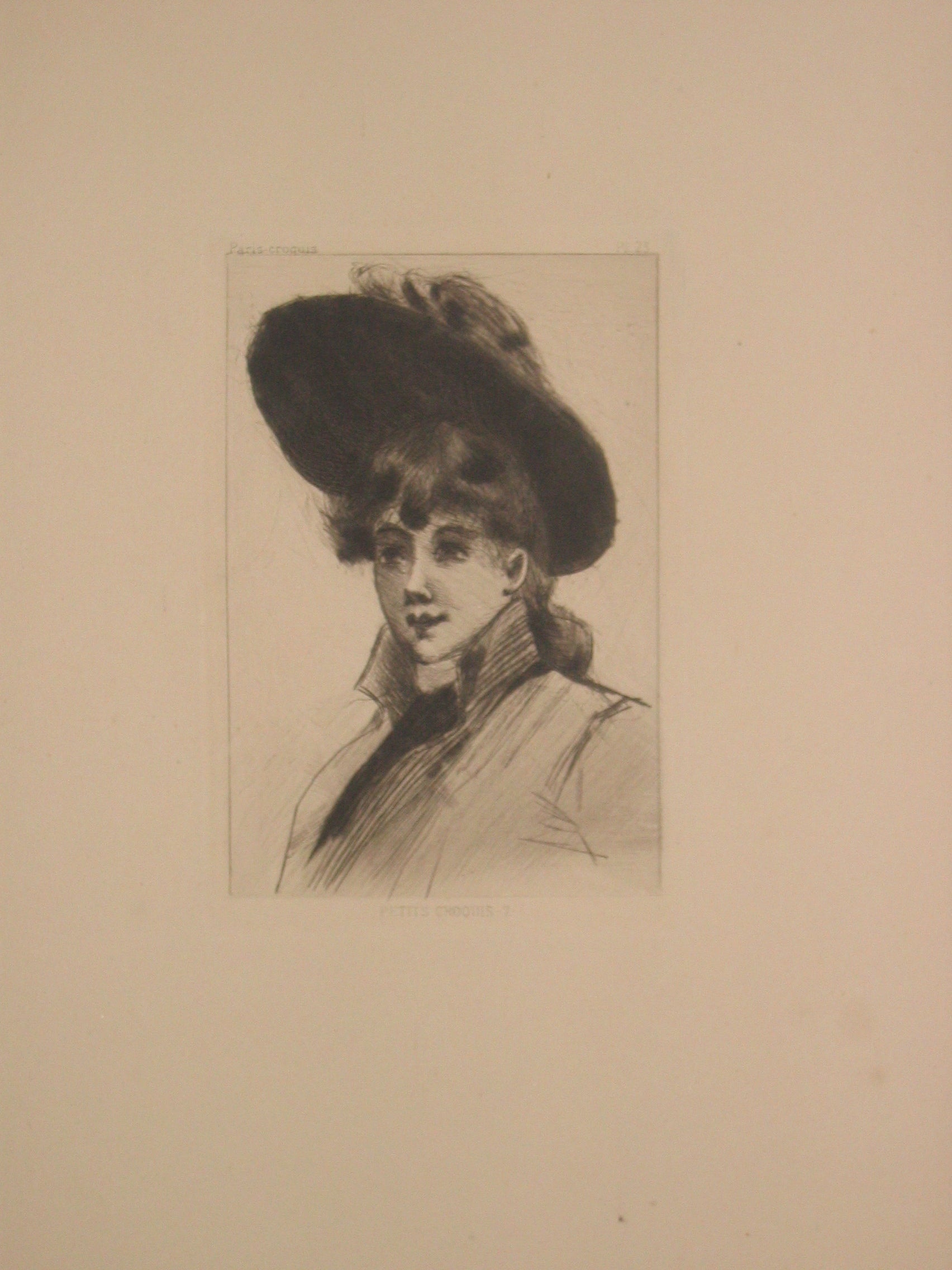 Petits croquis (7). Portrait de femme au chapeau.
