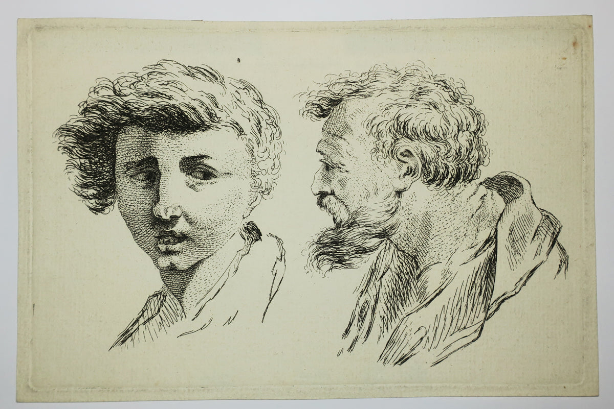 Planche de deux têtes d'étude.