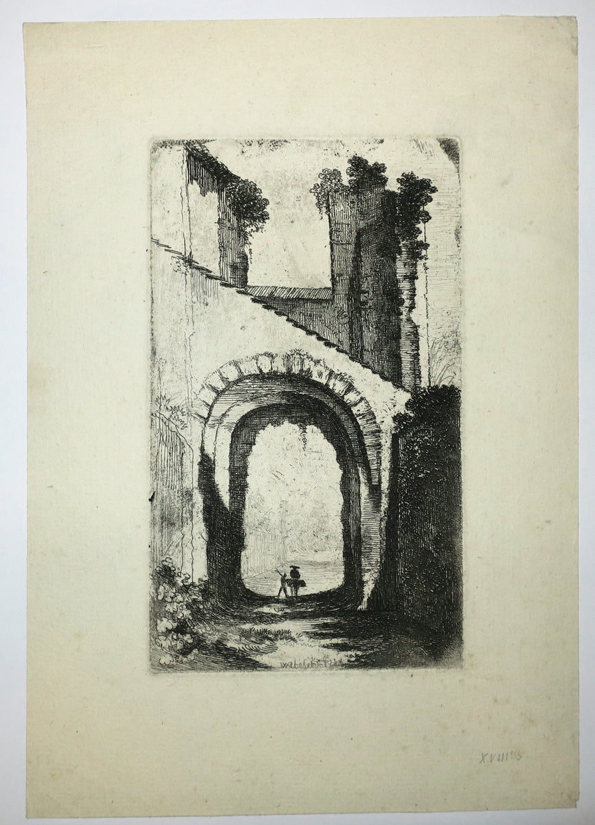 Portique en ruines avec ânier.