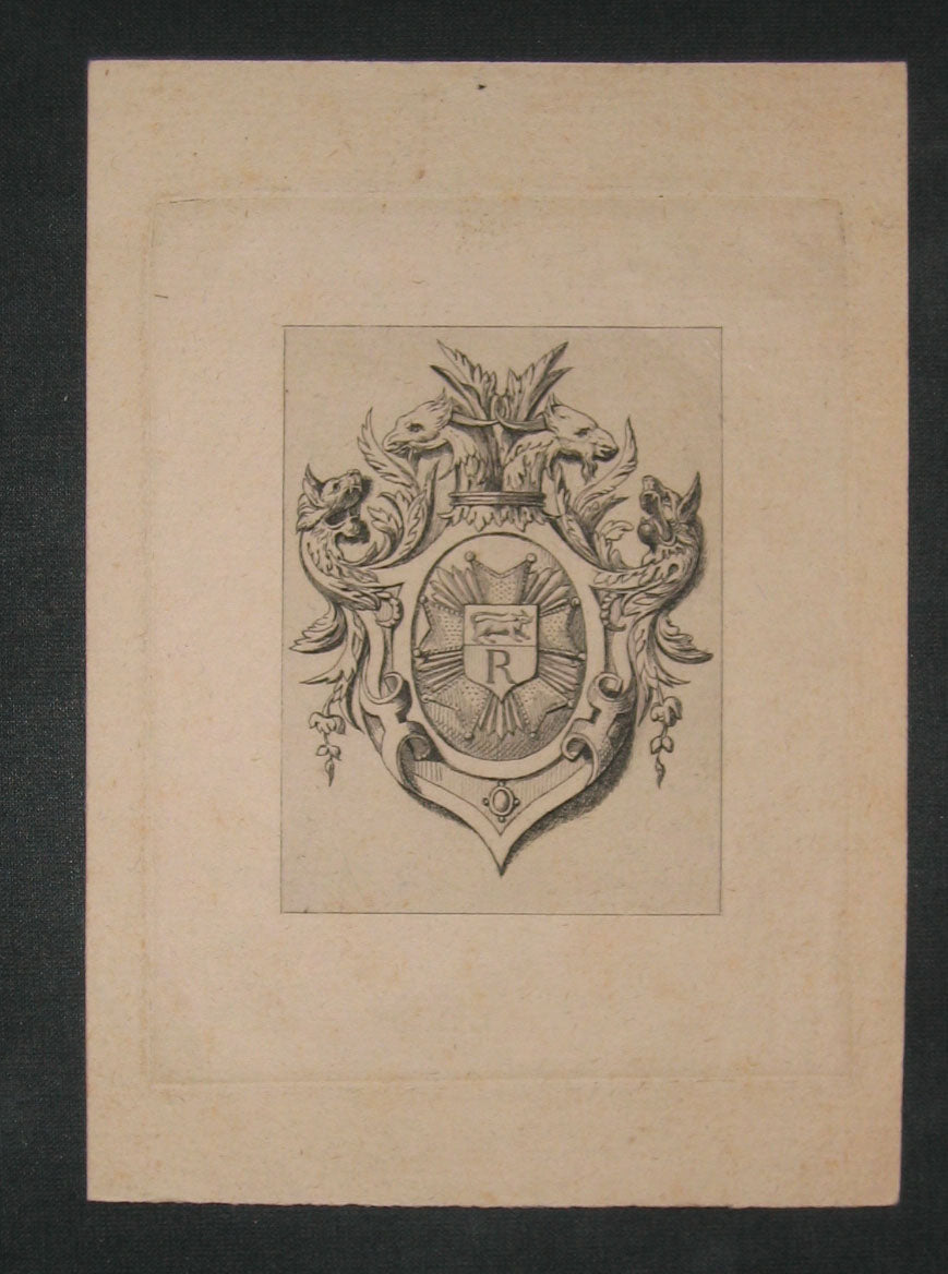 Ex-libris, d'après un motif indiqué à l'artiste par un bibliophile.