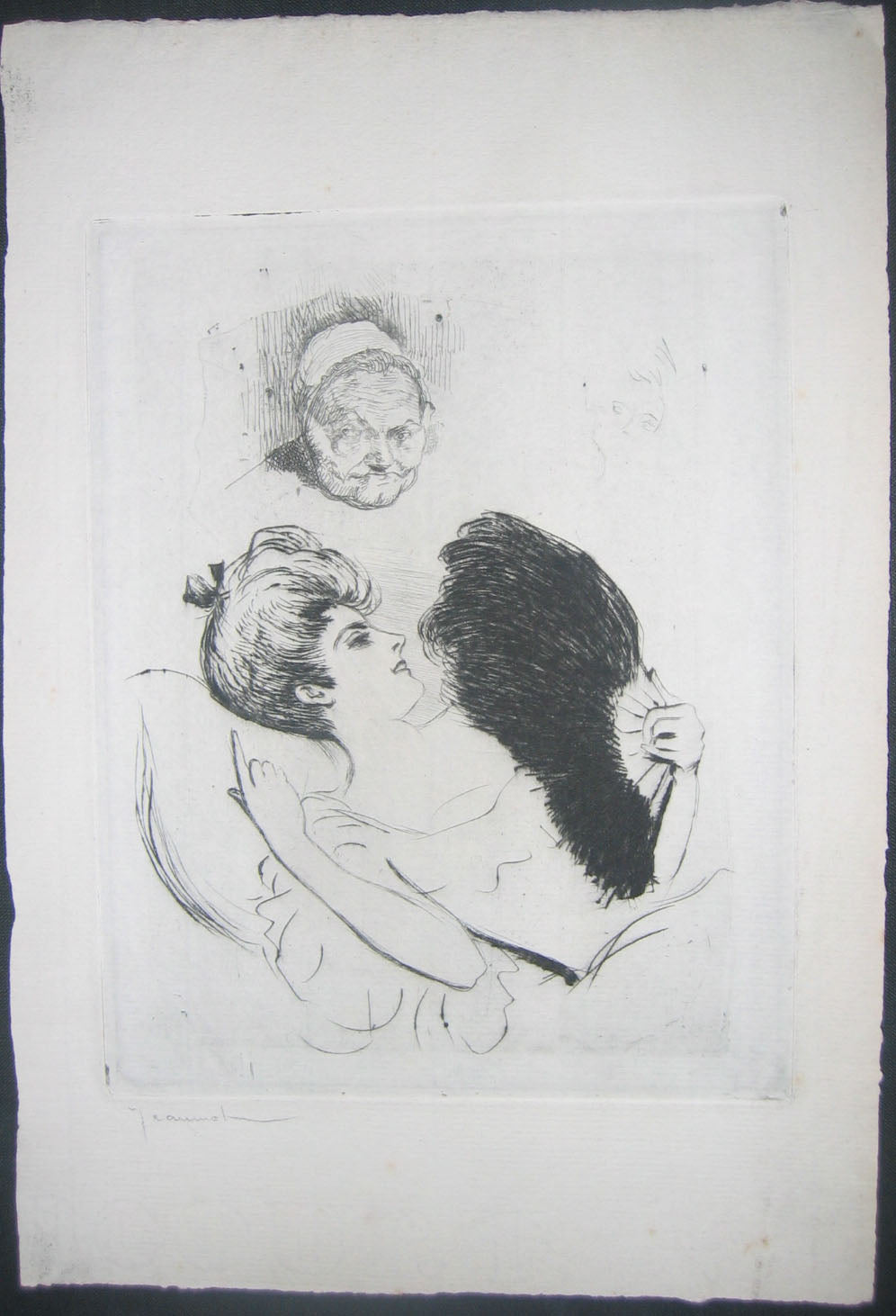 Jeune femme allongée, avec son éventail.