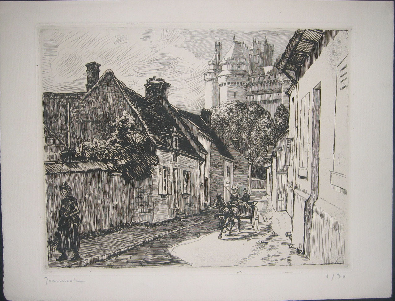 Calèche dans une ruelle au pied du château.