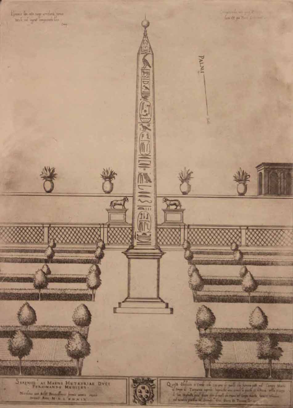 Obélisque Egyptien dans le jardin de la Villa Médicis, à Rome.