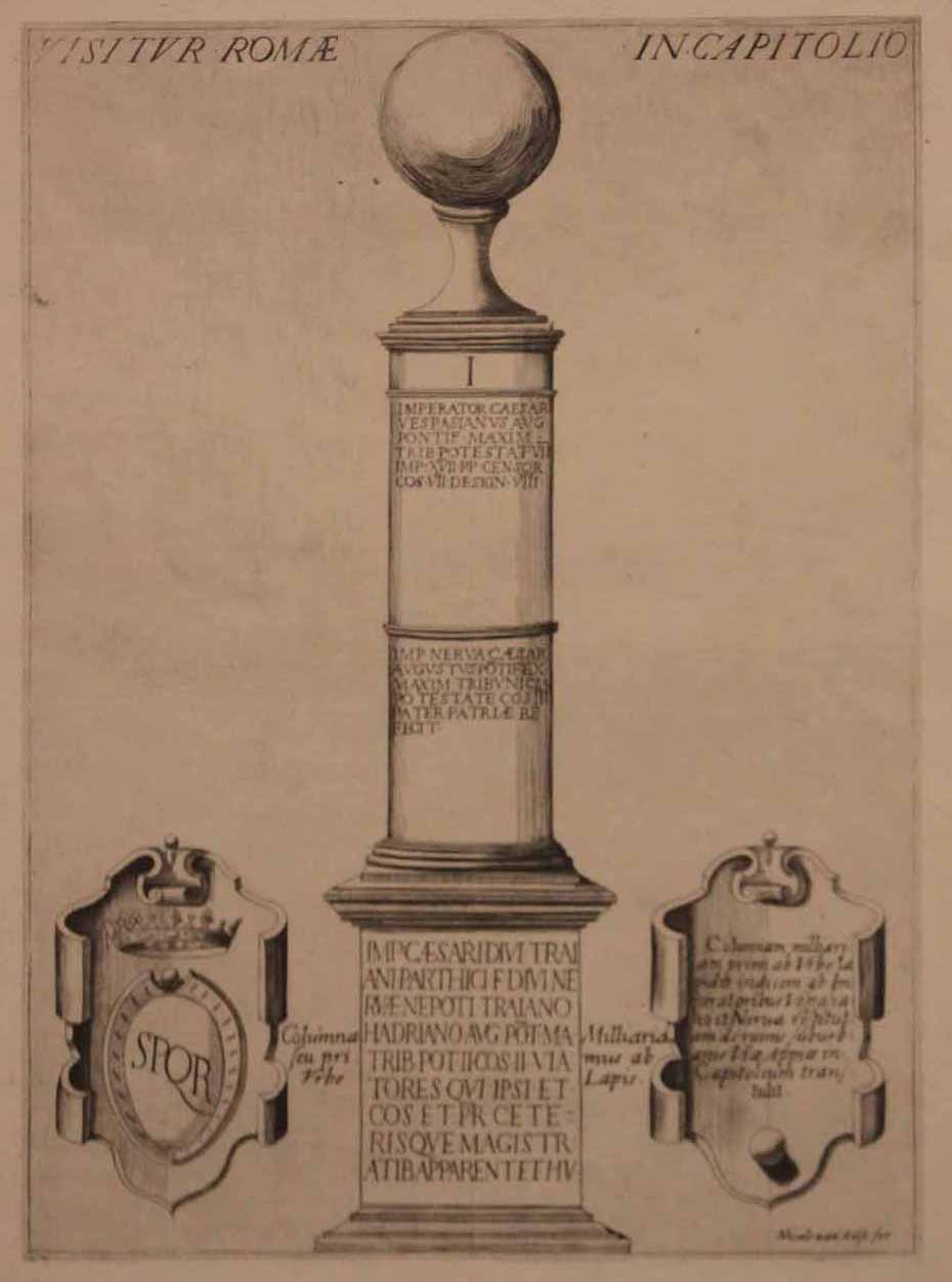 La Colonne Miliaria restaurée sous les Empereurs Vespasian et Nerva et transférée de Via Appia au Capitole à Rome.