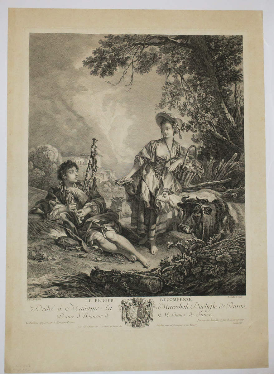 Le Berger récompensé. Dédié à Madame la Maréchale Duchesse de Duras, Dame d'honneur de Mesdames de France.