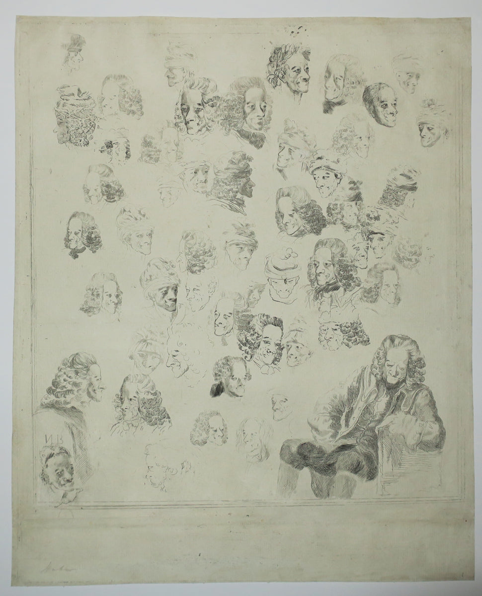 Differents airs en 52 Têtes de Mr de Voltaire, calquées sur les Tableaux de Mr. Huber. c.
