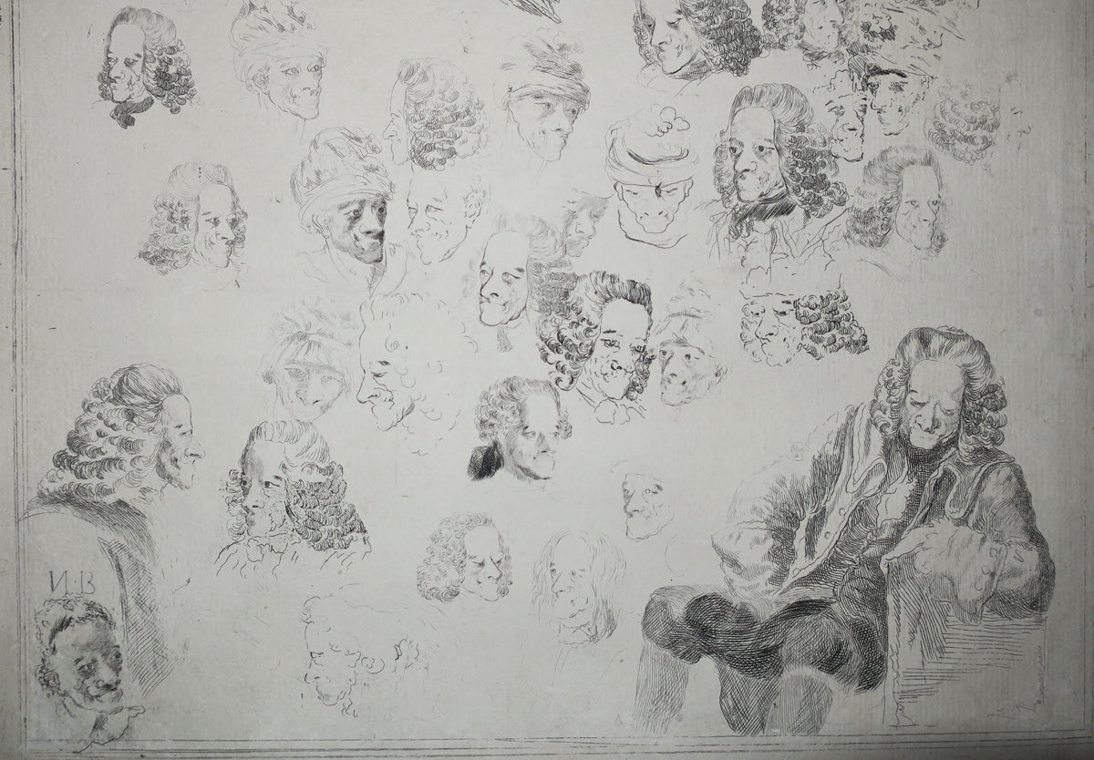 Differents airs en 52 Têtes de Mr de Voltaire, calquées sur les Tableaux de Mr. Huber. c.