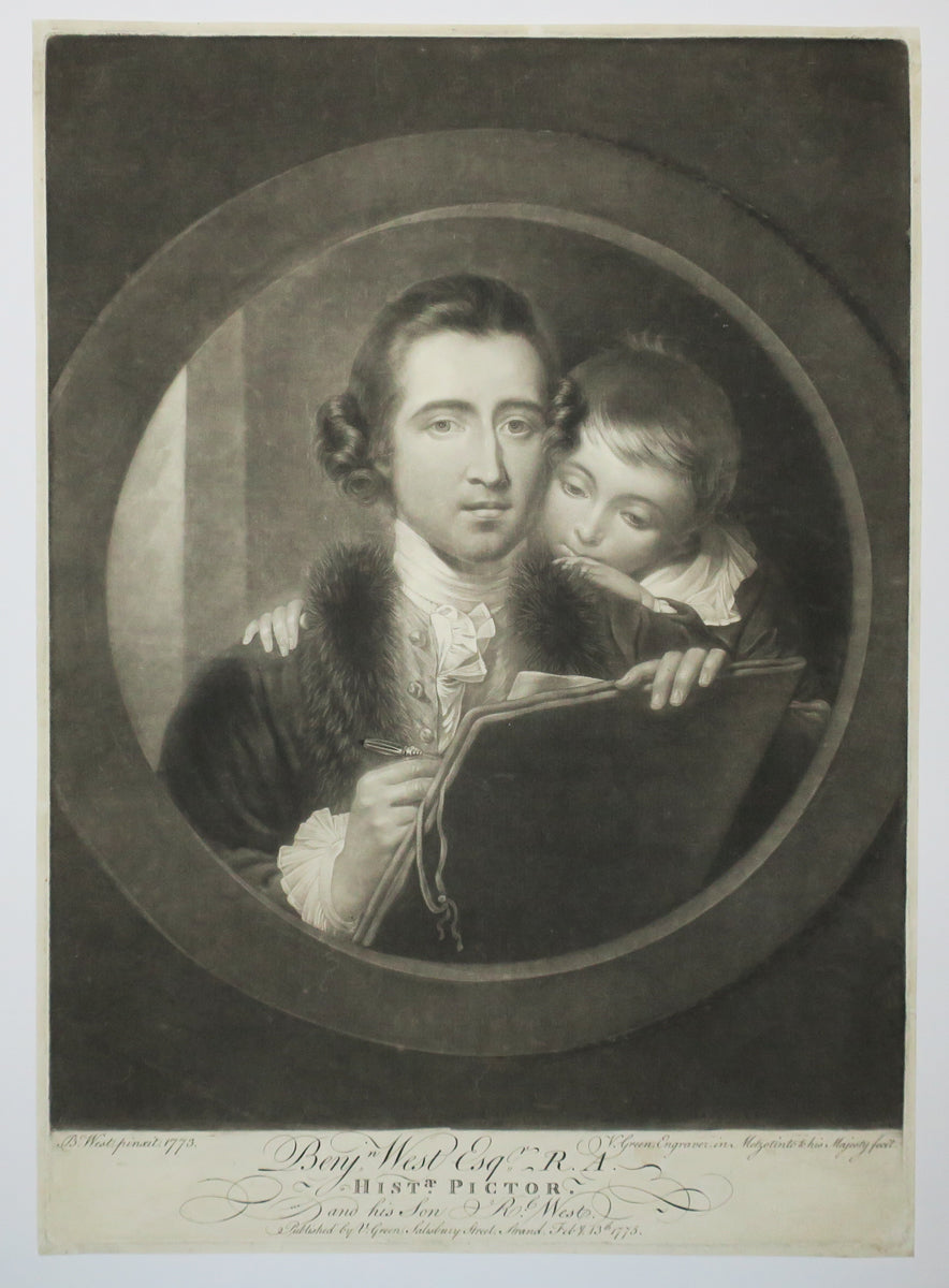 Portrait de Benjamin West, Ecuyer de l'Académie Royale à Londres, avec son fils, d'après lui-même en 1773.