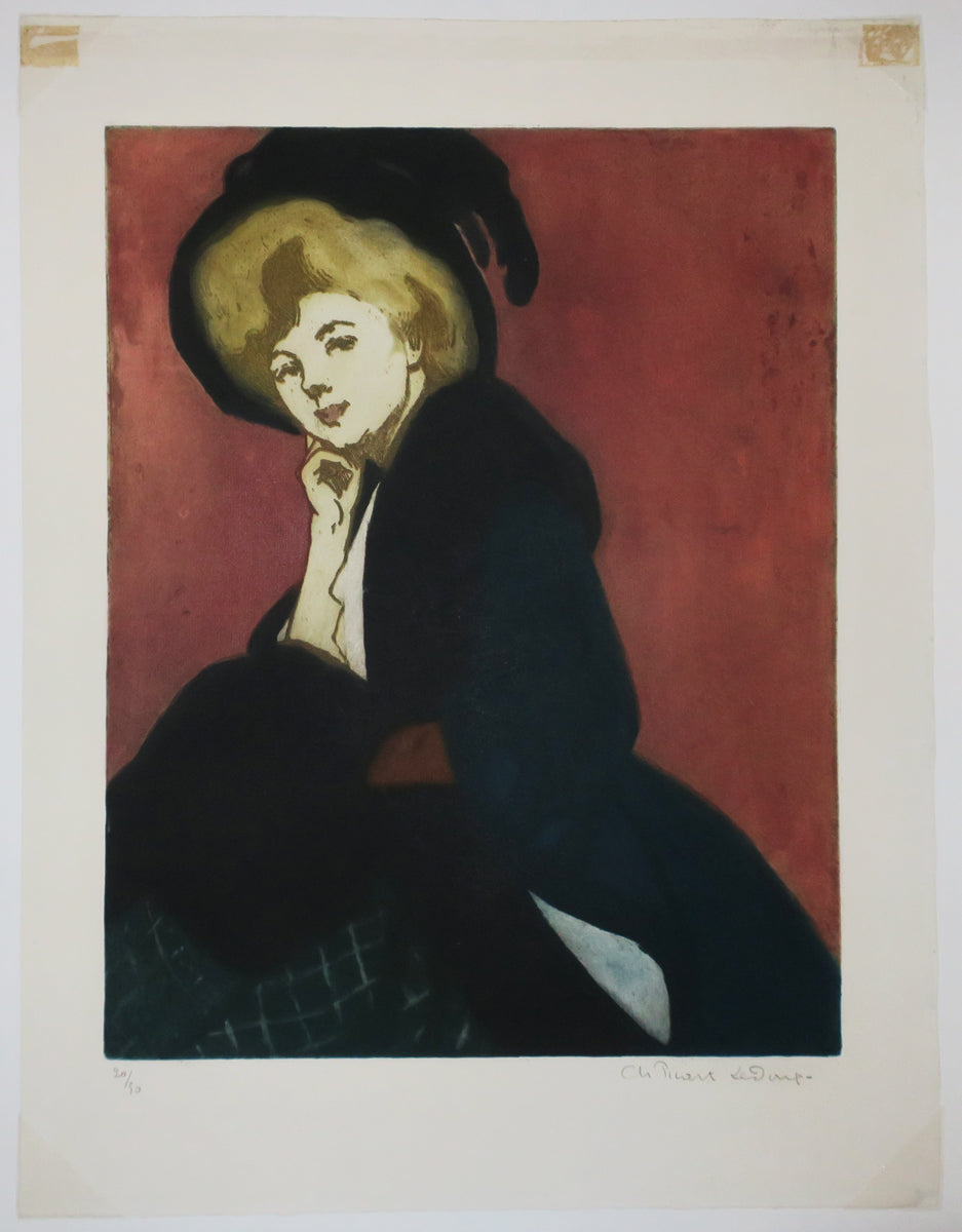 Jeune femme accoudée.