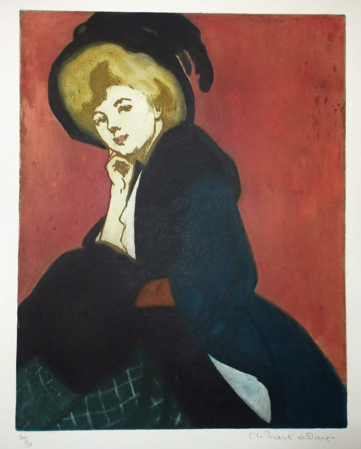 Jeune femme accoudée.