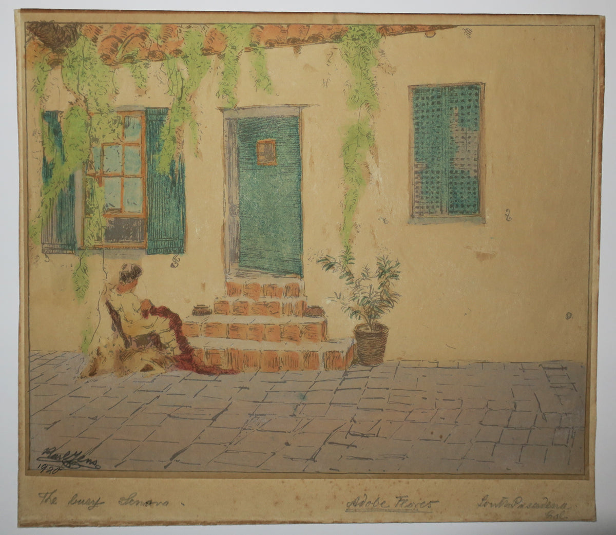 (Femme assise de dos, débordée).