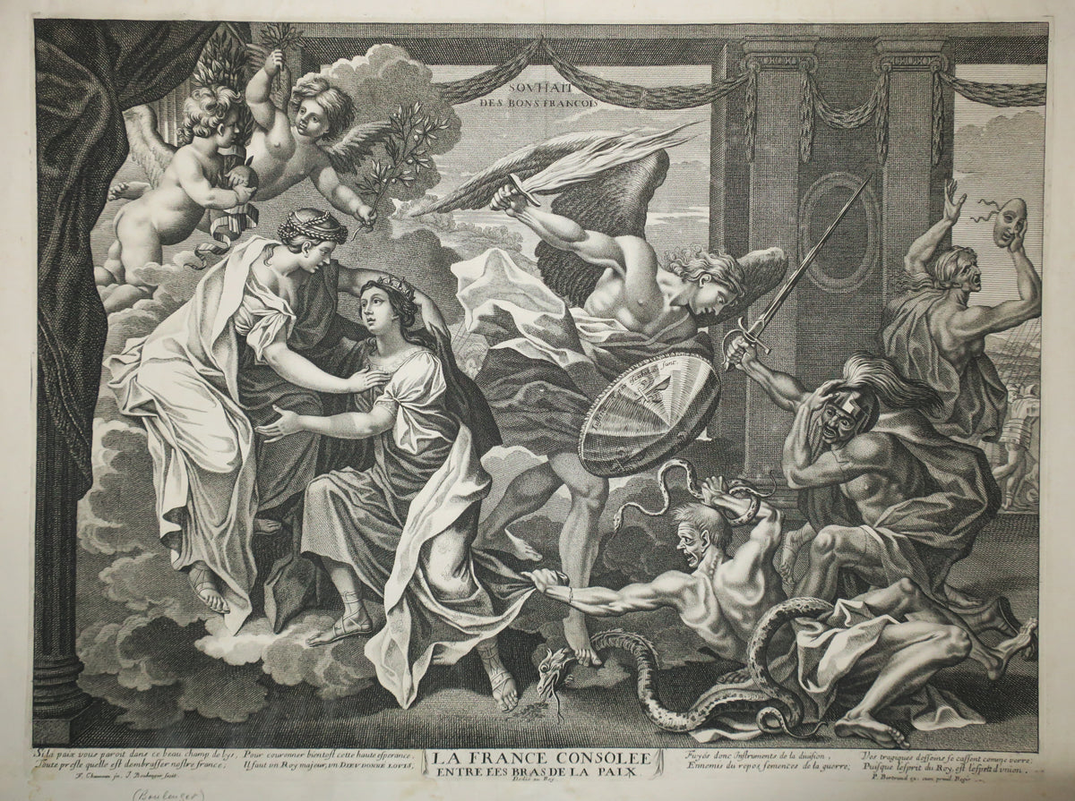 La France consolée entre les bras de la Paix.