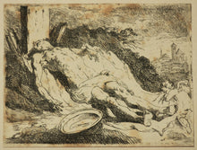 Charger l'image dans la galerie, Plusieurs hommes enterrant un mort & Le Christ étendu mort au pied de la Croix.