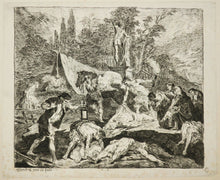 Charger l'image dans la galerie, Plusieurs hommes enterrant un mort & Le Christ étendu mort au pied de la Croix.