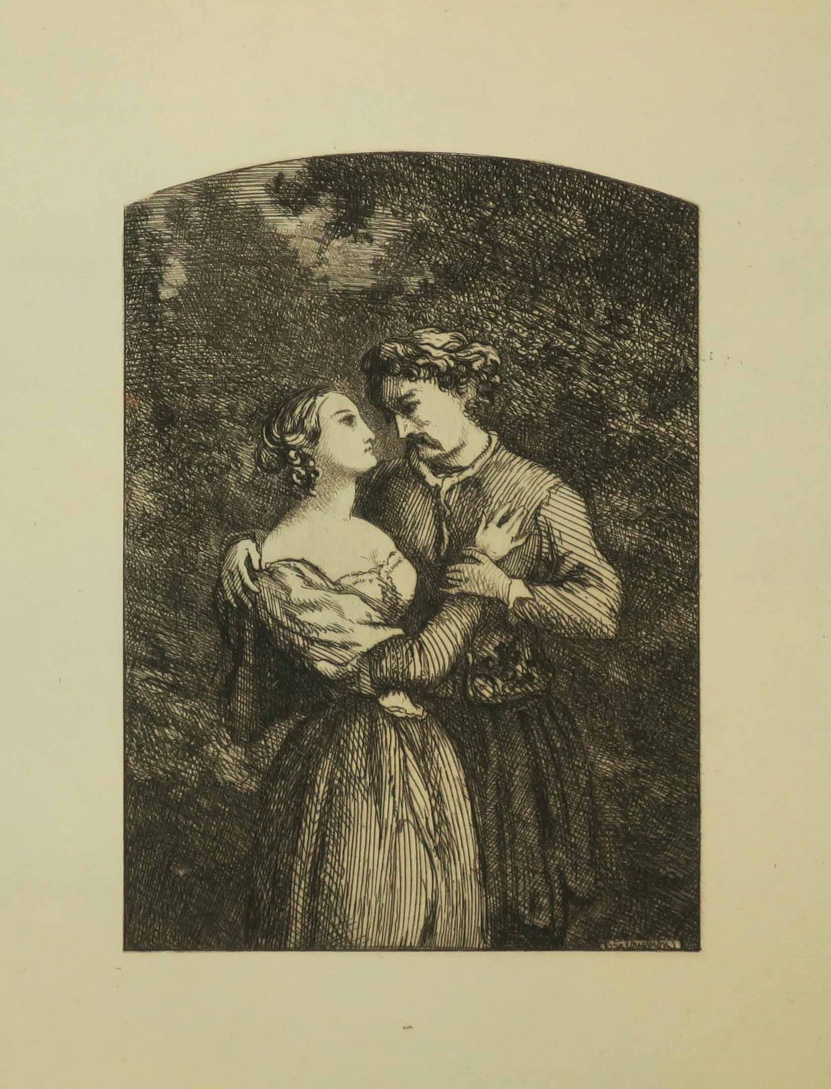 Dans un parc, un homme et une jeune femme debout, se tenant les mains.