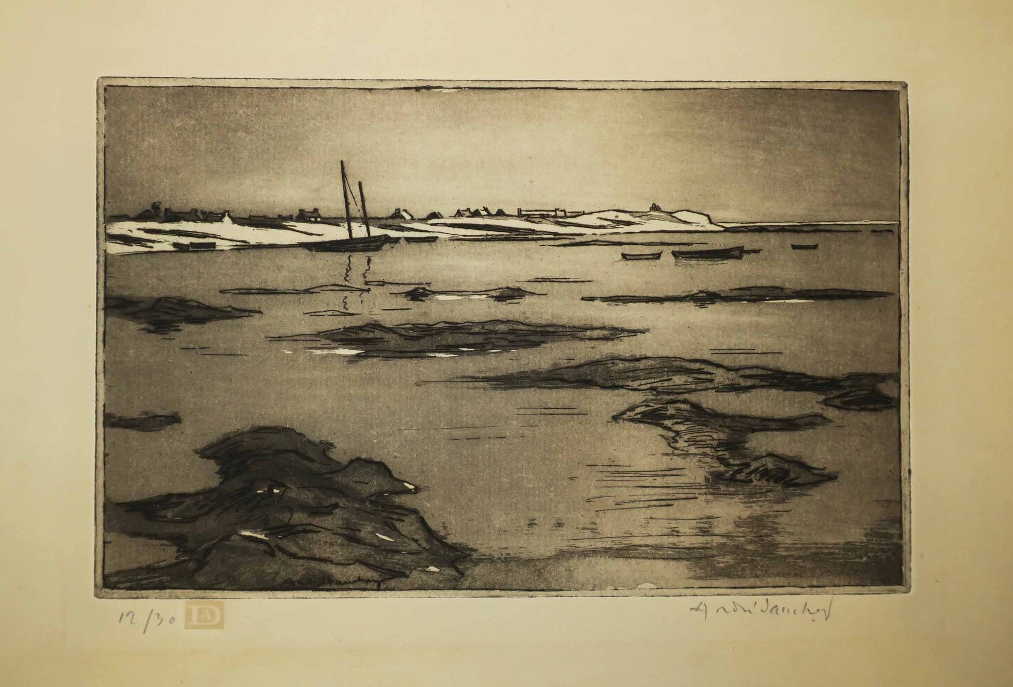 Grève à marée haute.