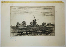 Charger l'image dans la galerie, Moulin dans les champs, deux personnages au premier plan.