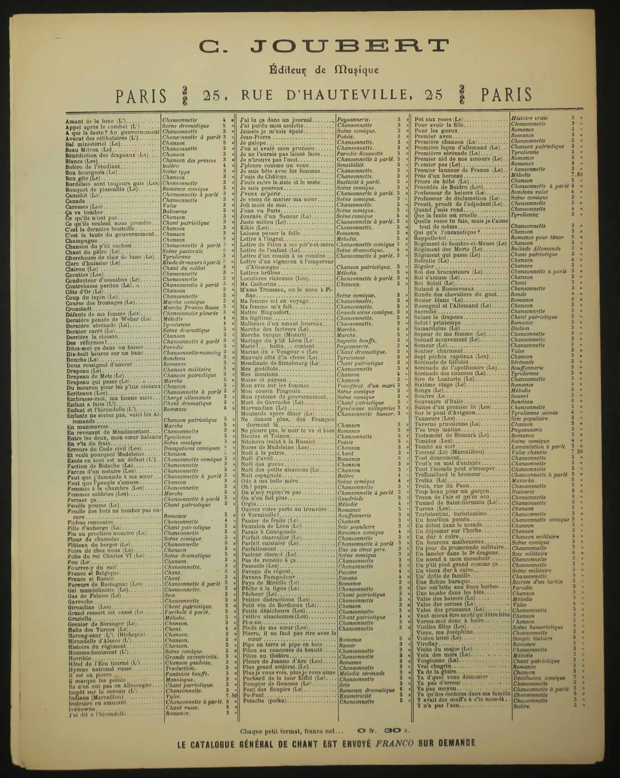 Ballade de Noël. Partition de musique.