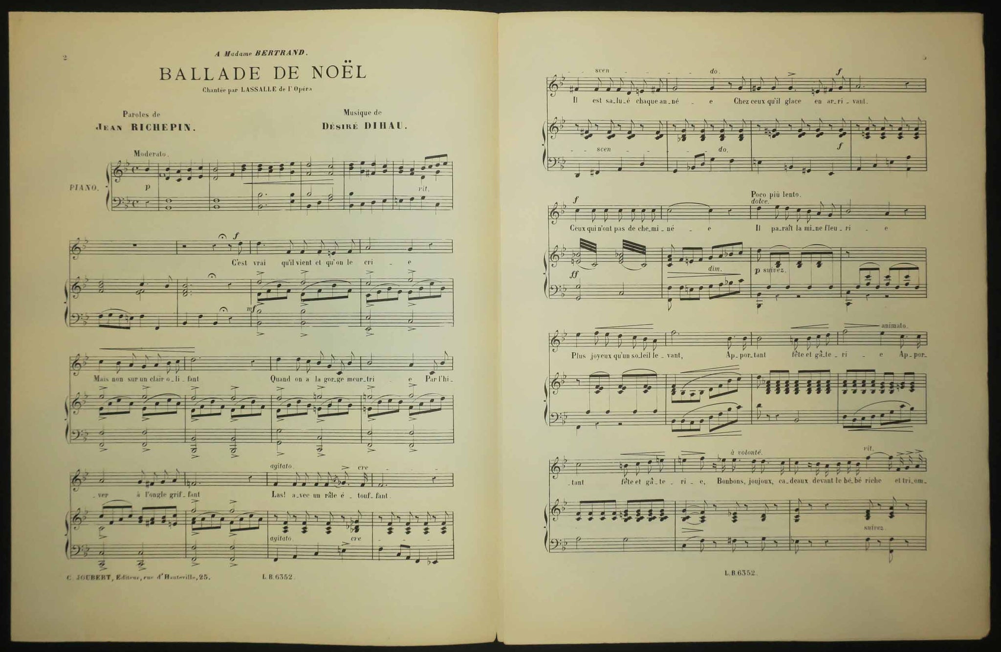 Ballade de Noël. Partition de musique.