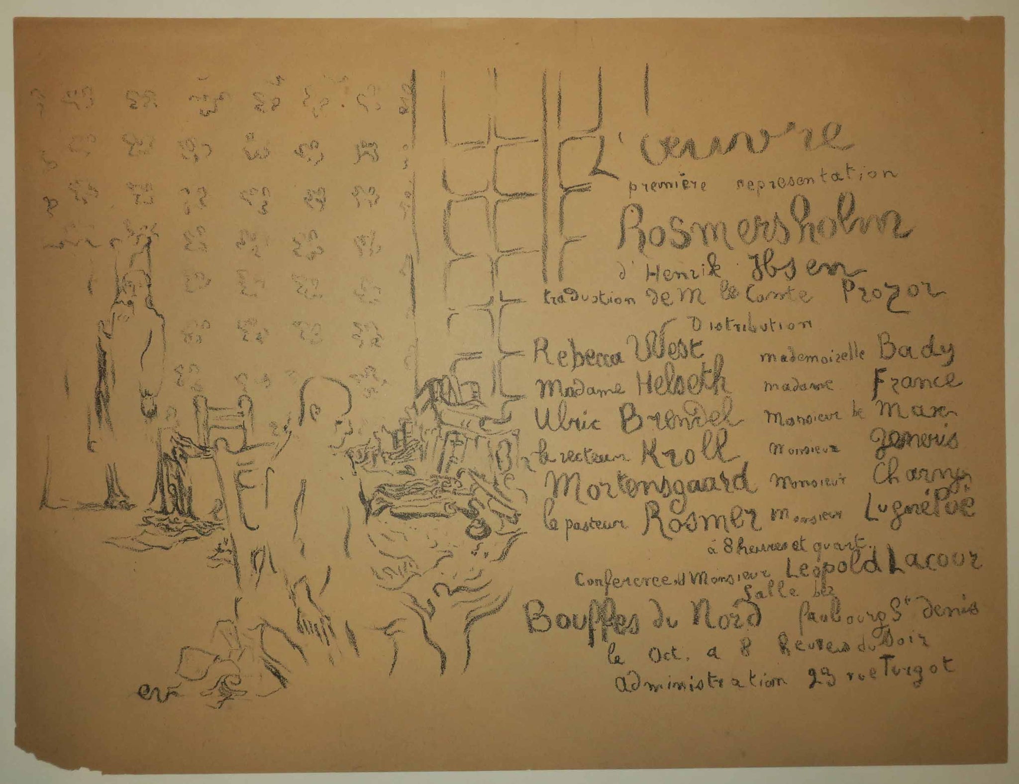 Rosmersholm d’Henrik Ibsen. Programme pour le théâtre de l’œuvre.