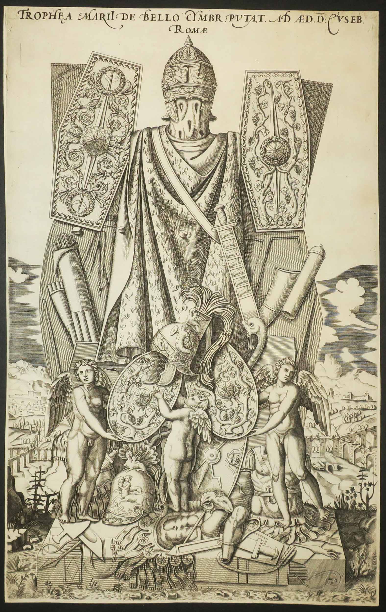 Les Trophées de Marius, avec trois puttis.