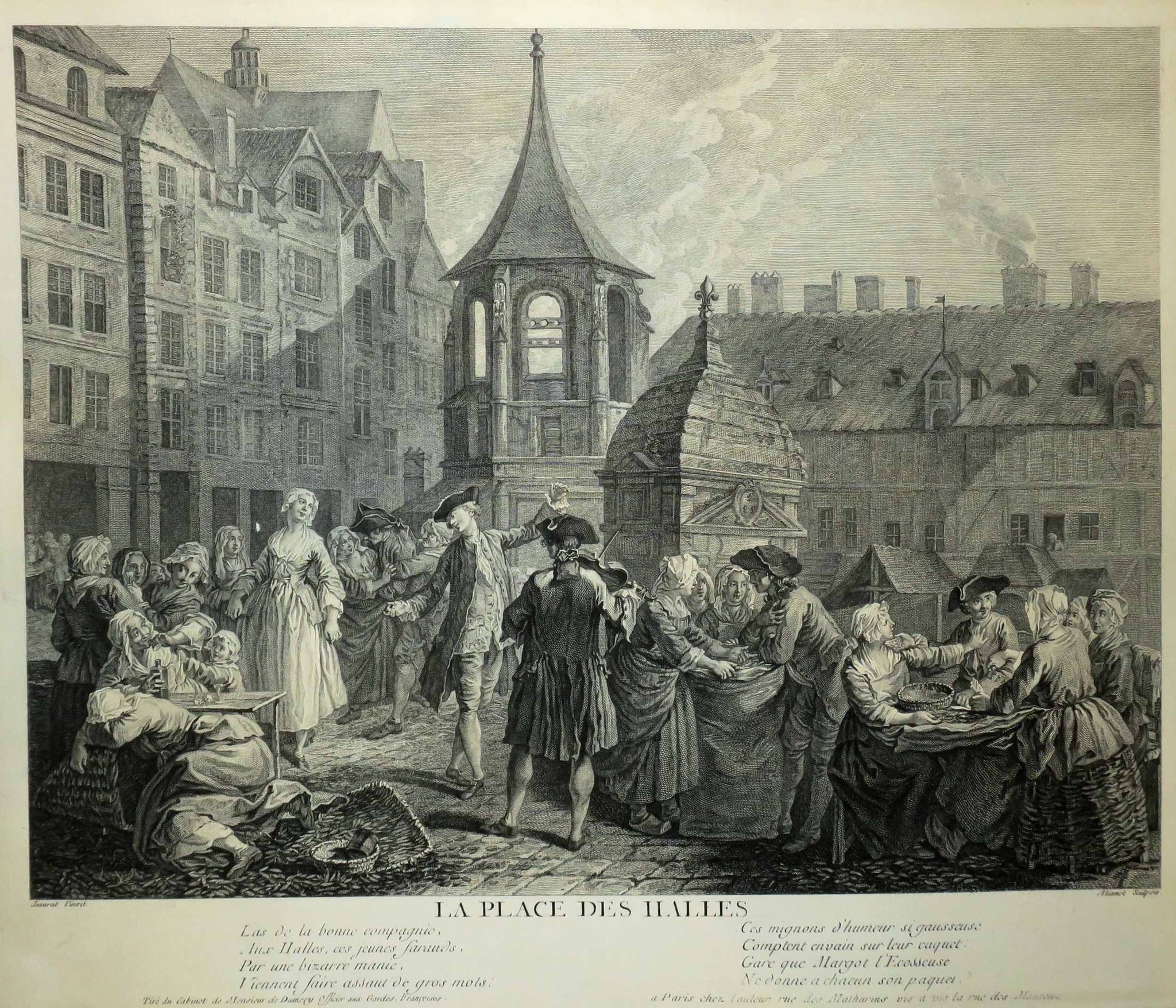 La Place des Halles (avec la fontaine et le “Pilori”).