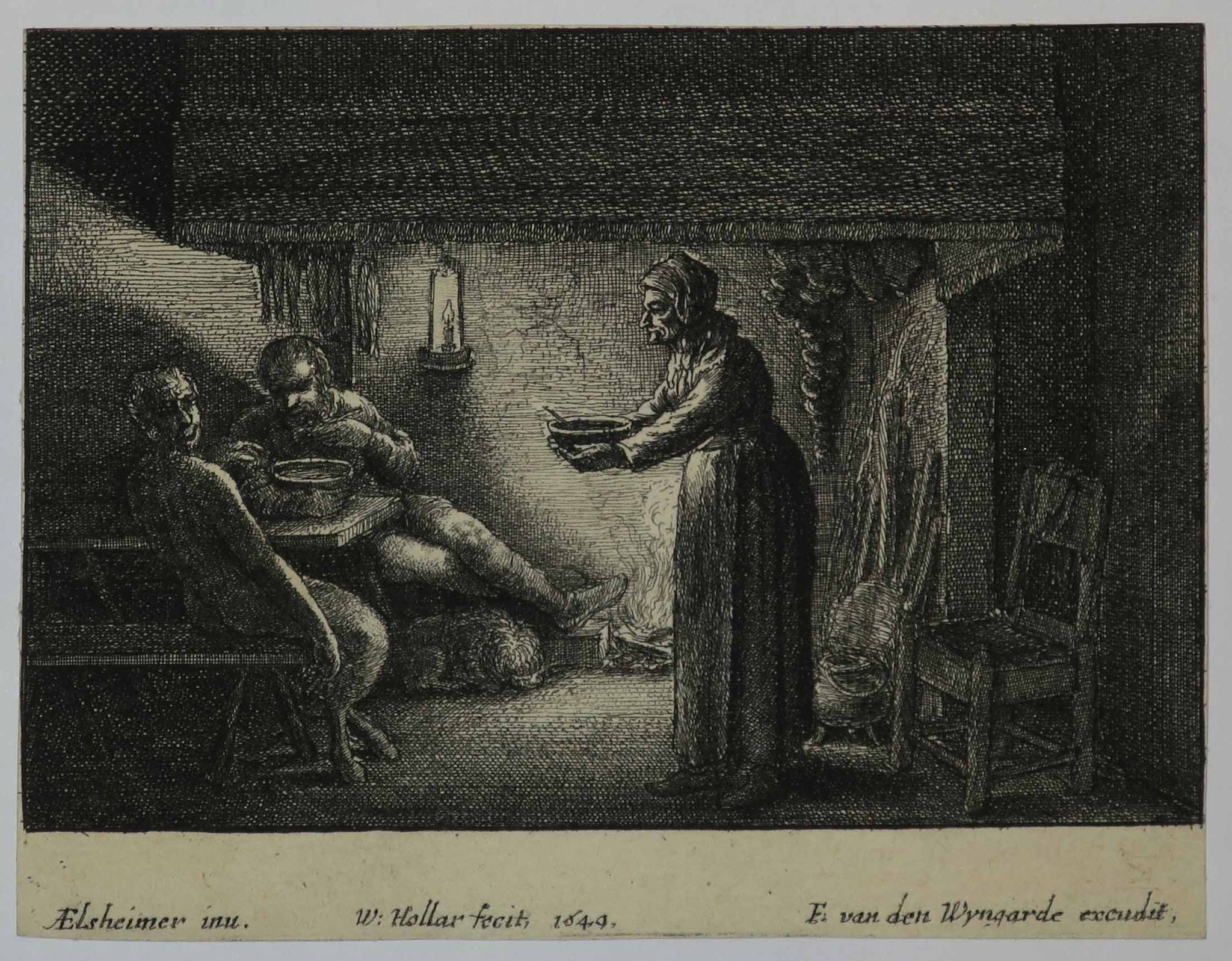 Le Satyre et le Paysan, dans un intérieur.