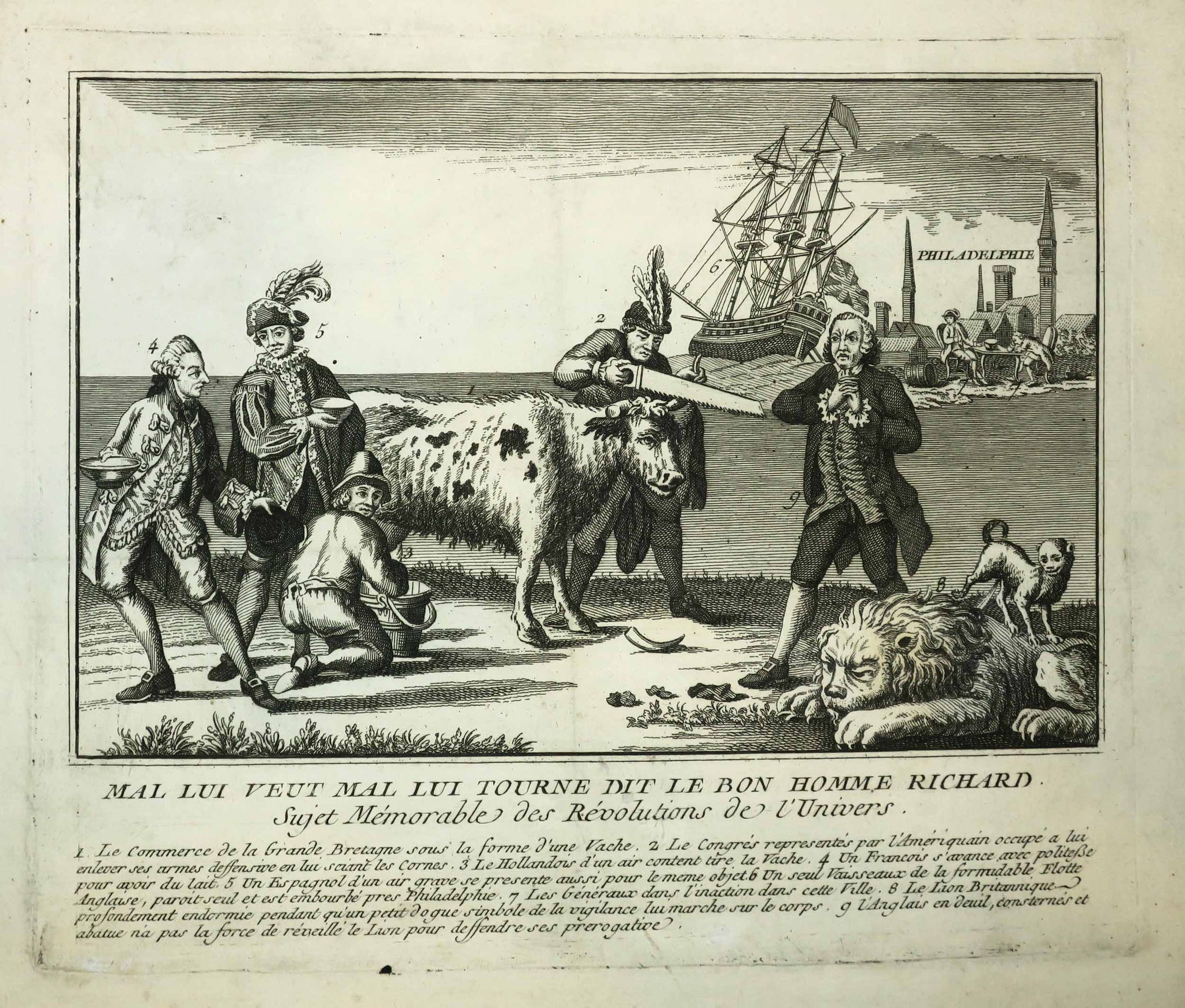 Gravure pittoresque de l'Etat de la Nation pour février 1778.