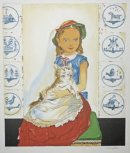 Charger l'image dans la galerie, Jeune fille assise avec un chat.
