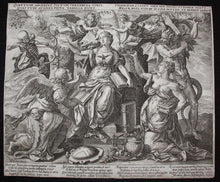 Charger l'image dans la galerie, Les quatre ennemis de la justice et des vertus théologiques (L'Espoir, La Charité, La Foi avec un homme pieux qui a renoncé aux richesses du monde, tandis que la mort menace un ava