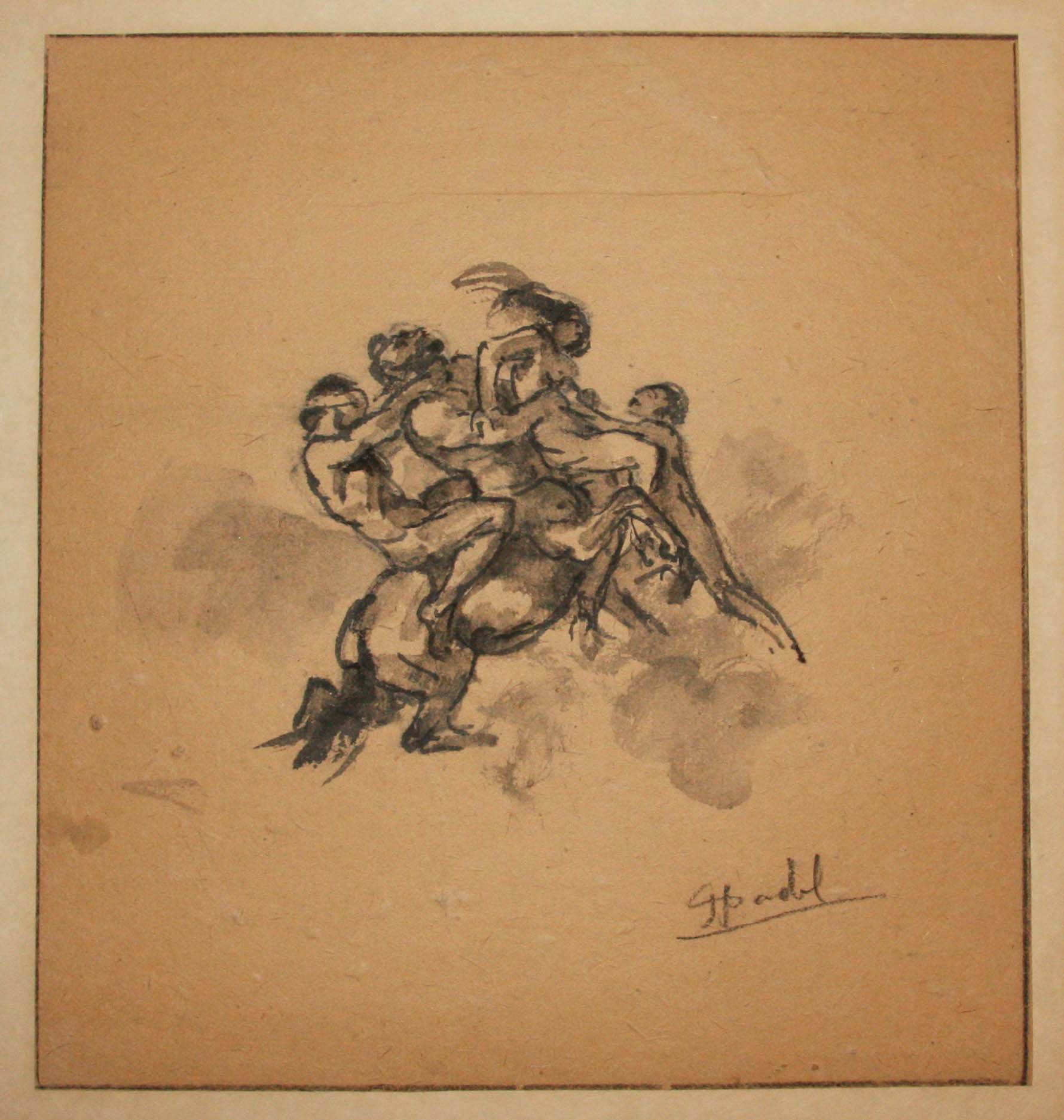 [Centaure et trois personnages